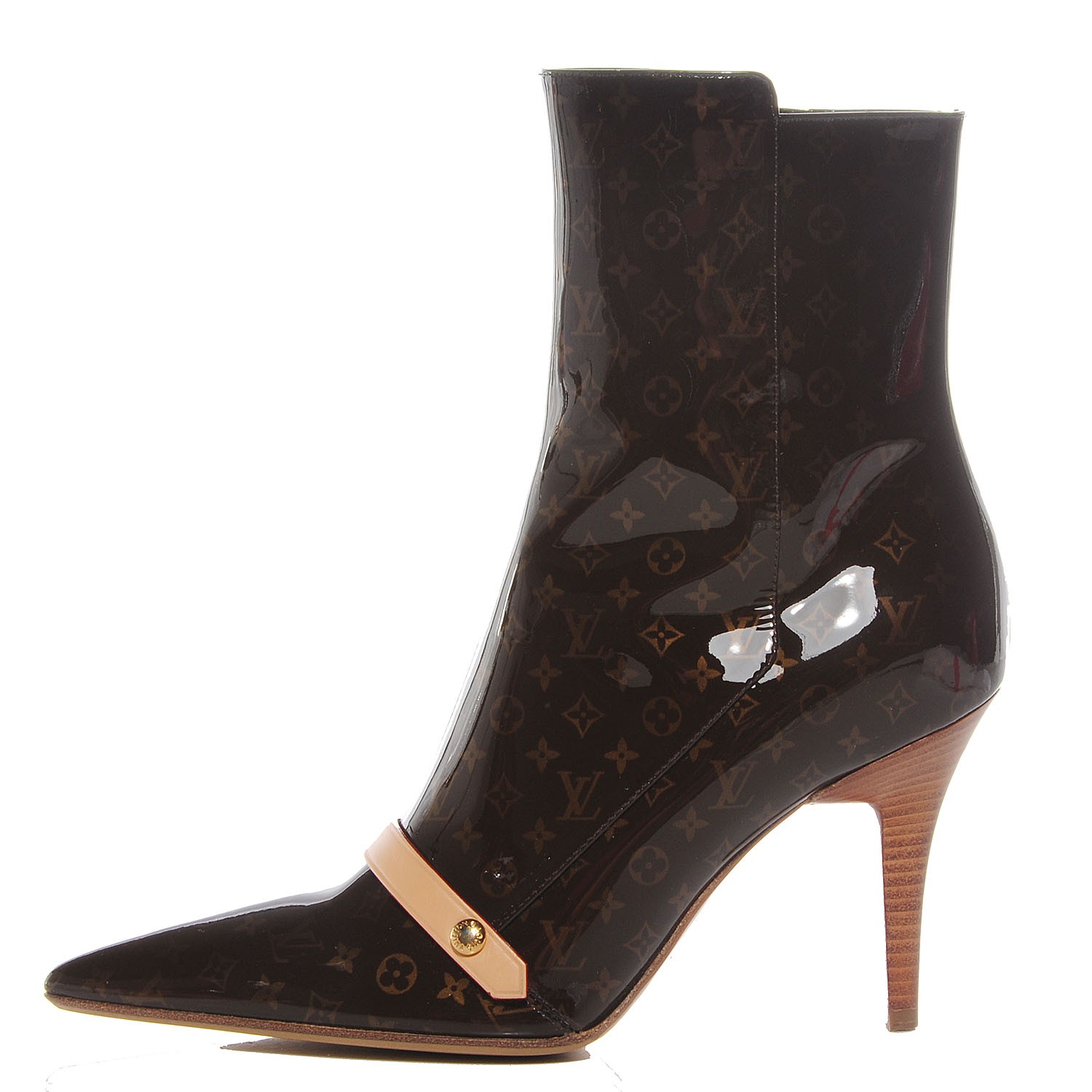 LOUIS VUITTON Monogram Patent Gina Ankle Boots 37 98240