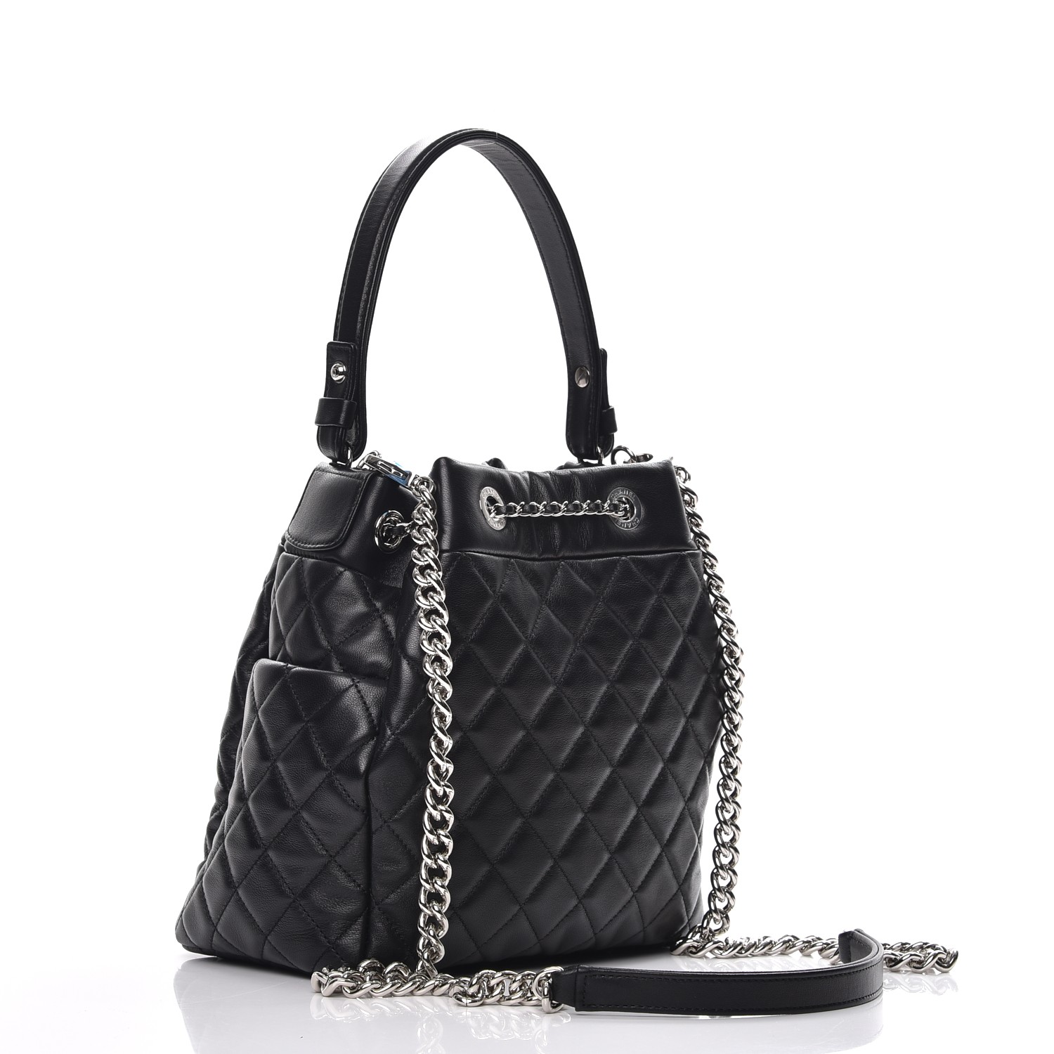 chanel black lambskin bag chunky chain price