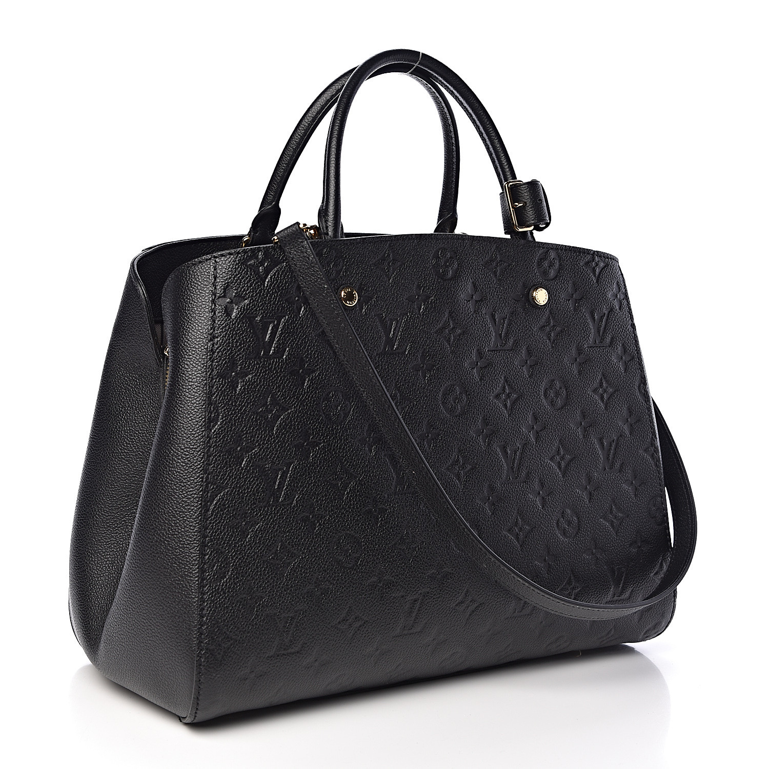 louis vuitton black monogram empreinte montaigne gm bag