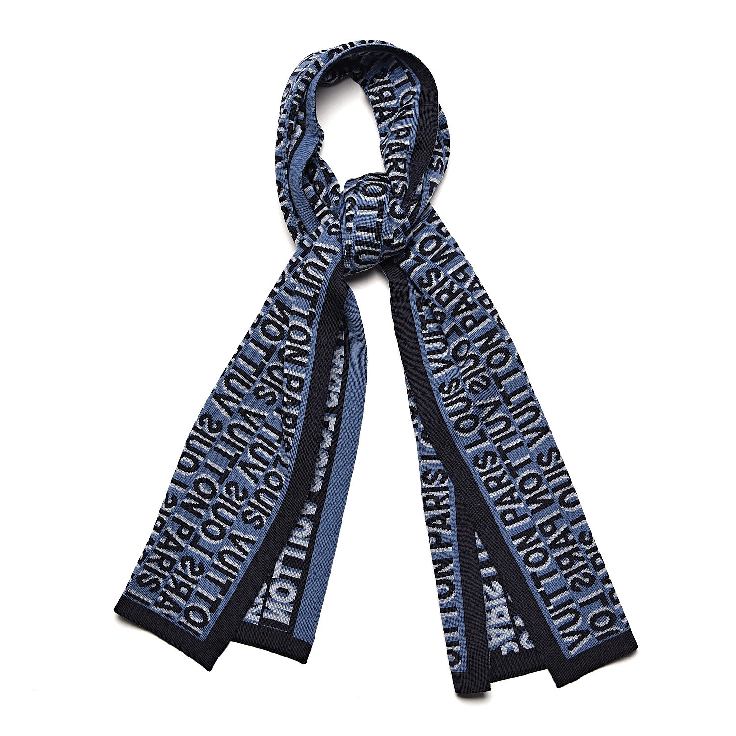 LOUIS VUITTON Wool Logo Scarf Bleu 491483