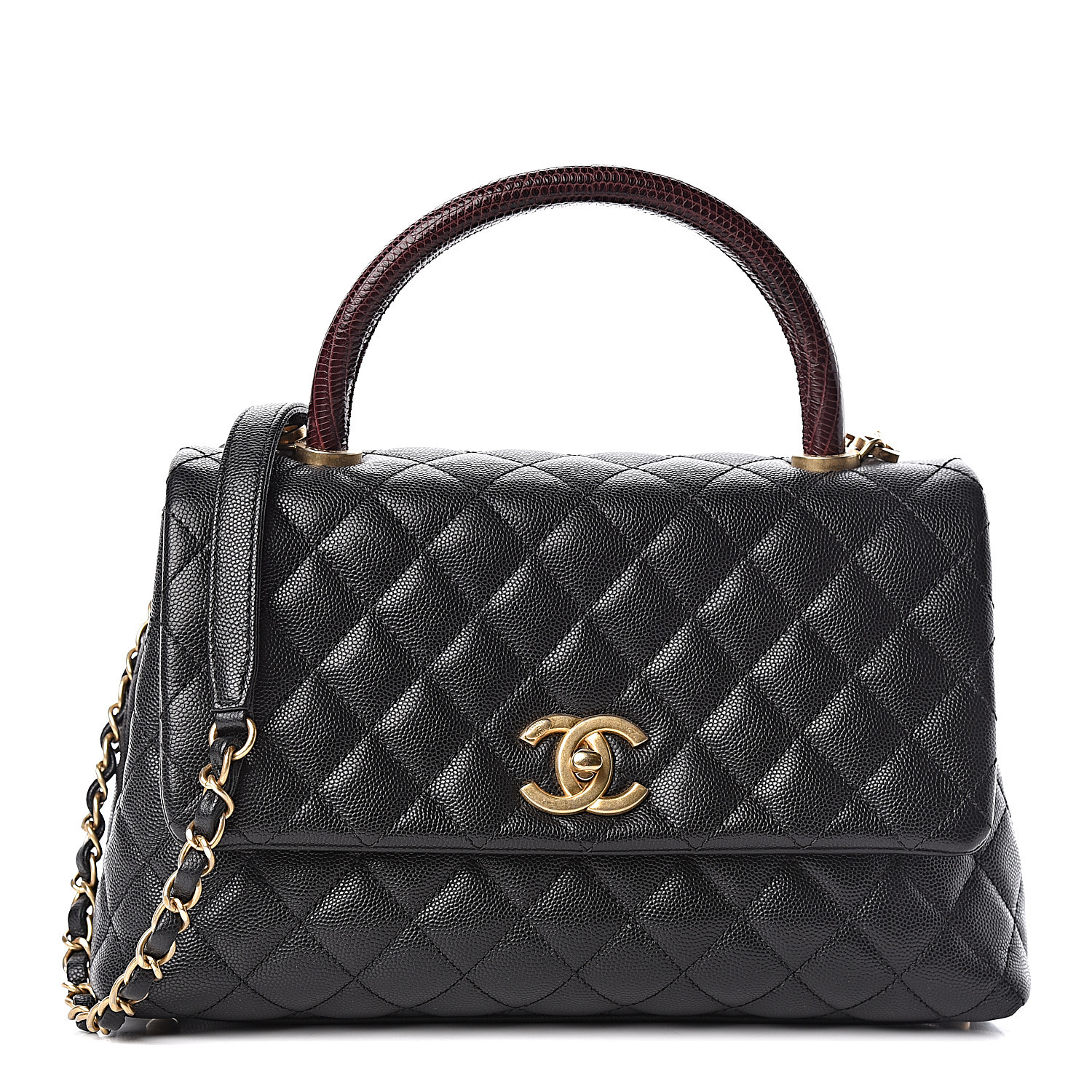 chanel caviar quilted small coco handle flap black