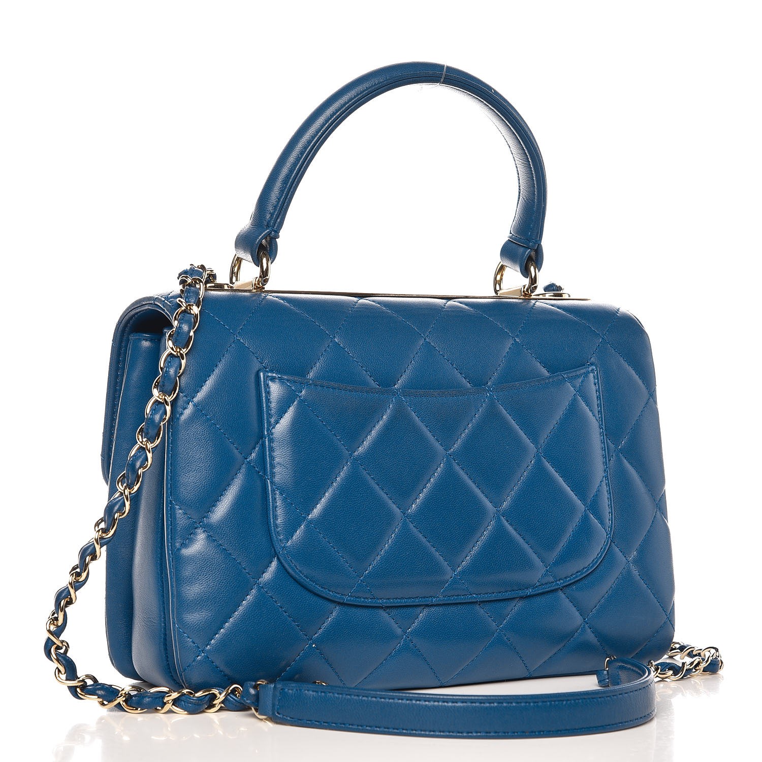 CHANEL Lambskin Quilted Small Trendy CC Flap Dual Handle Bag Blue 274178