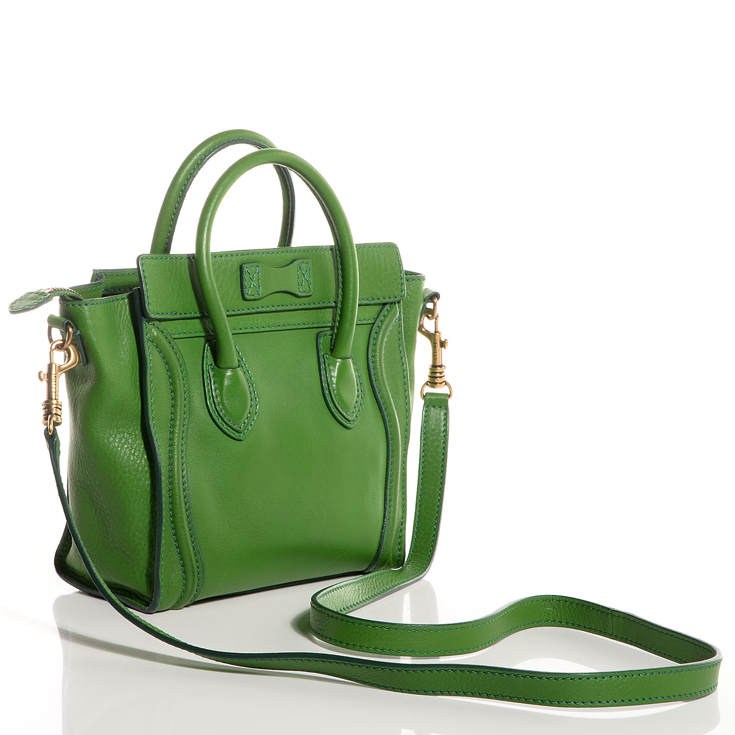 celine mini luggage green