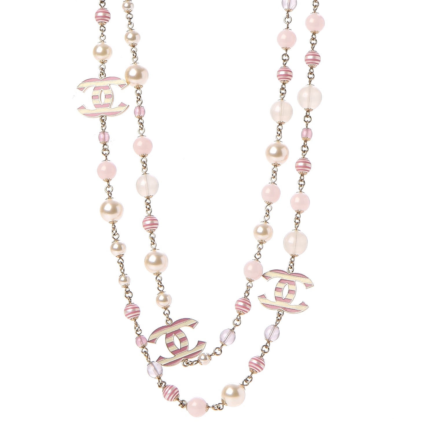 chanel pink pearl necklace