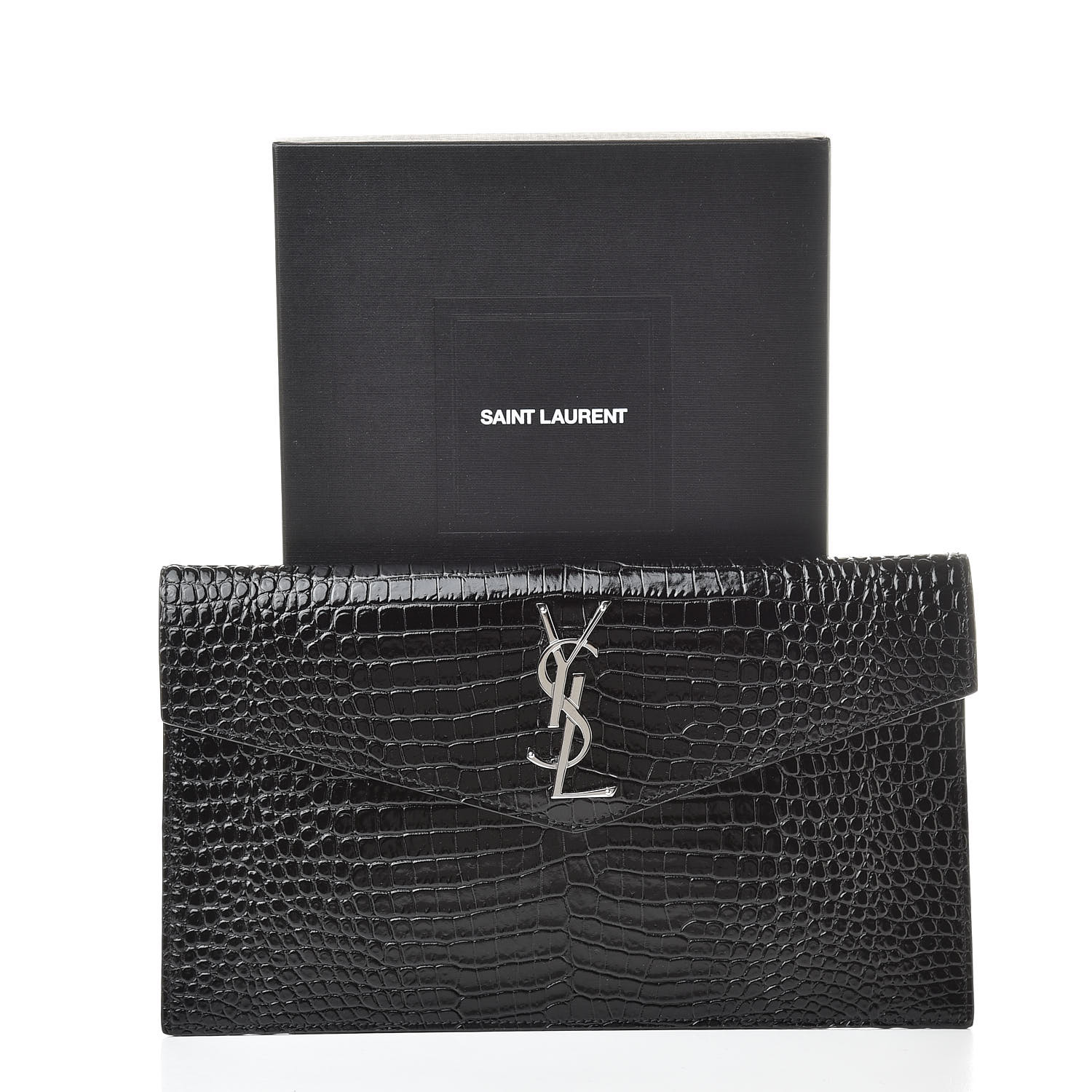 black croc uptown wallet bag