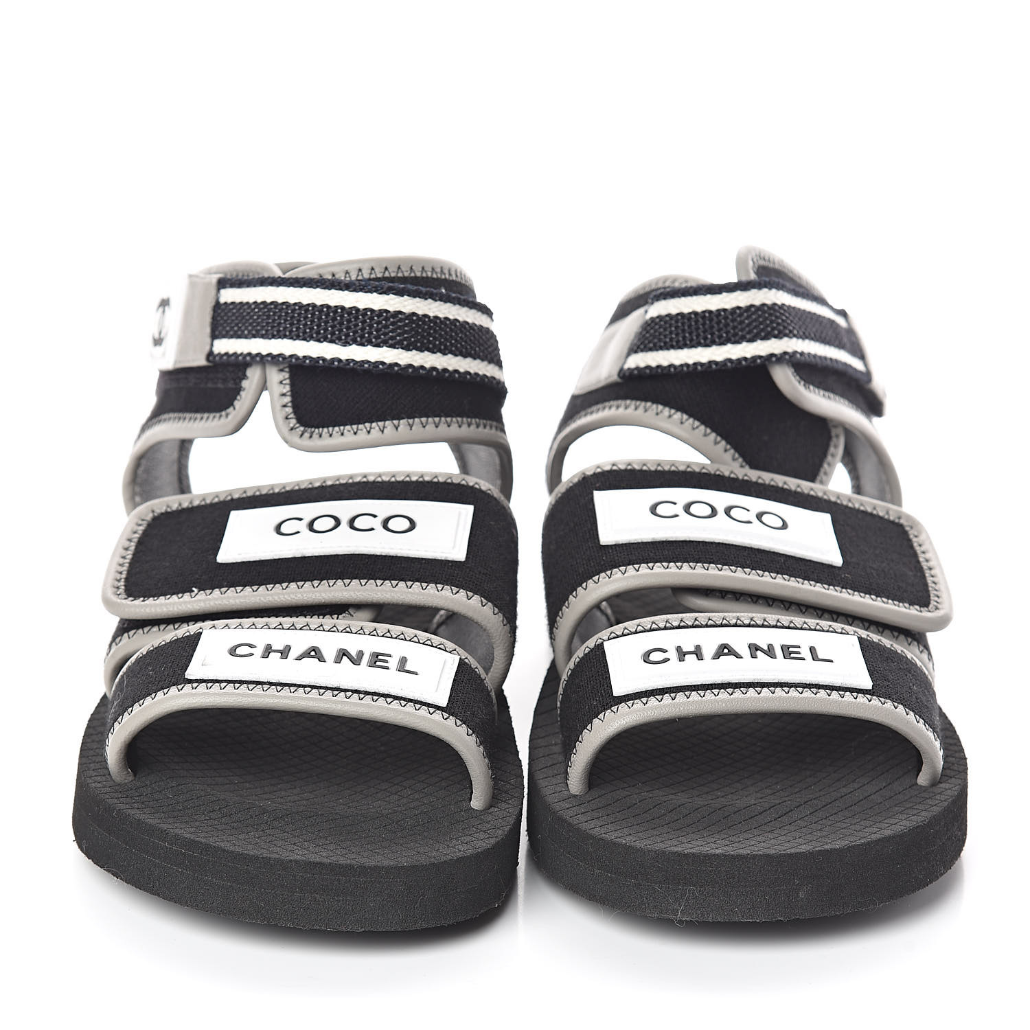 CHANEL Lambskin Jersey Coco Sandals 39 Black 520623