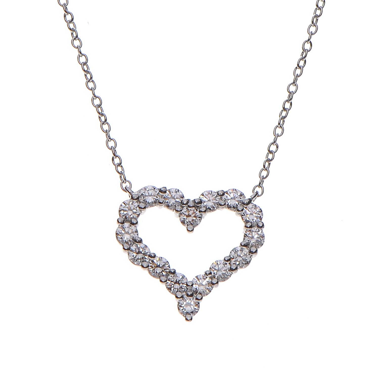 TIFFANY Platinum Diamond Small Heart Pendant Necklace 207608