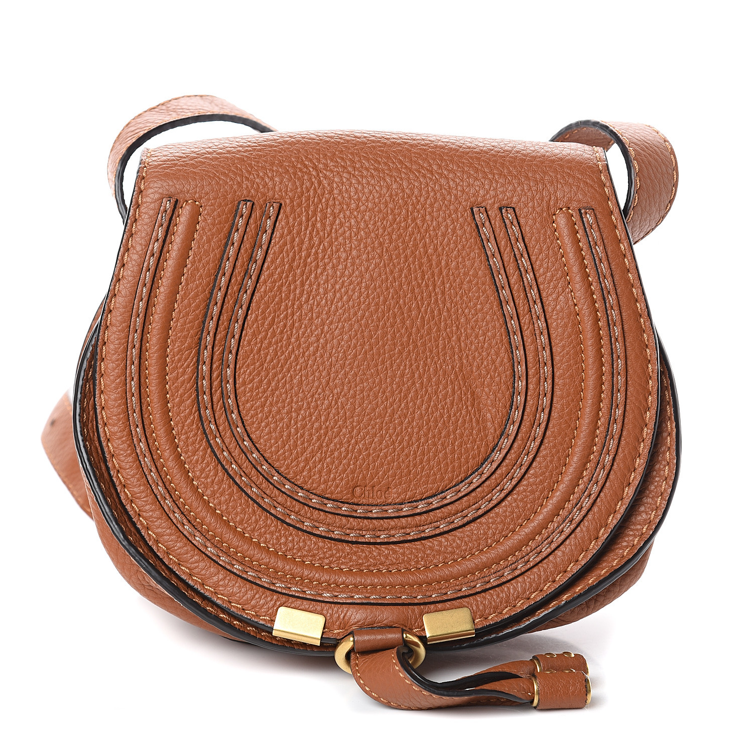 round tan bag