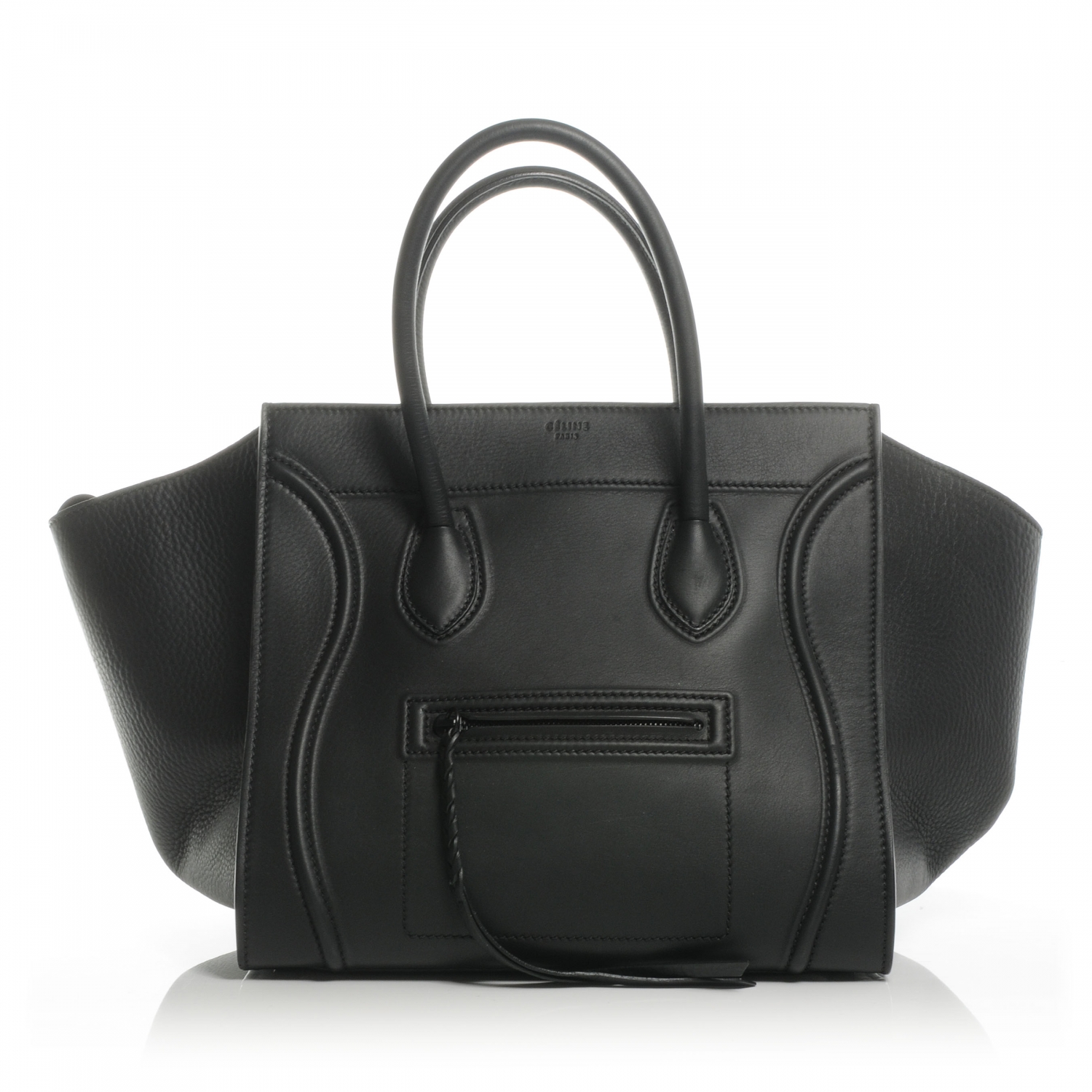 CELINE Smooth Leather Medium Phantom Luggage Black 44384