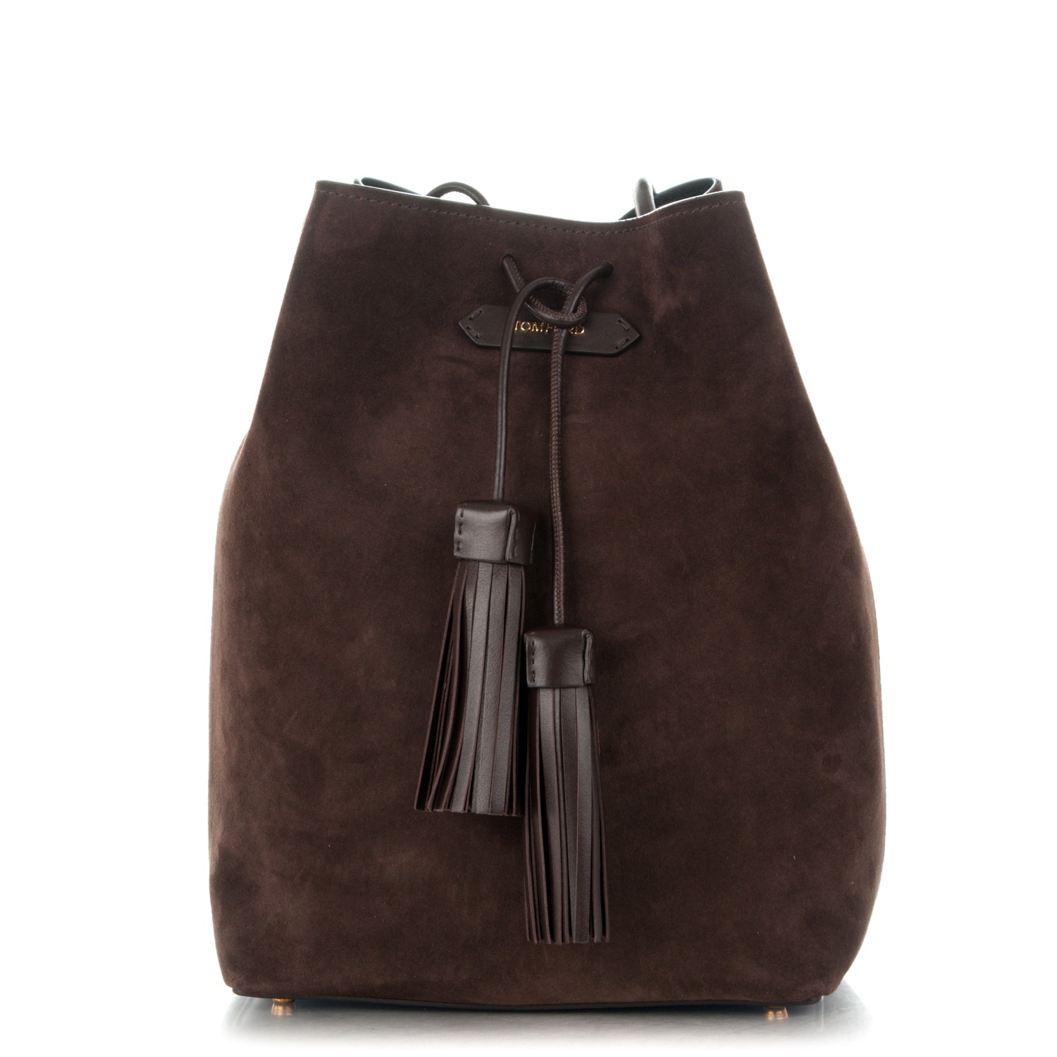 dark brown bucket bag