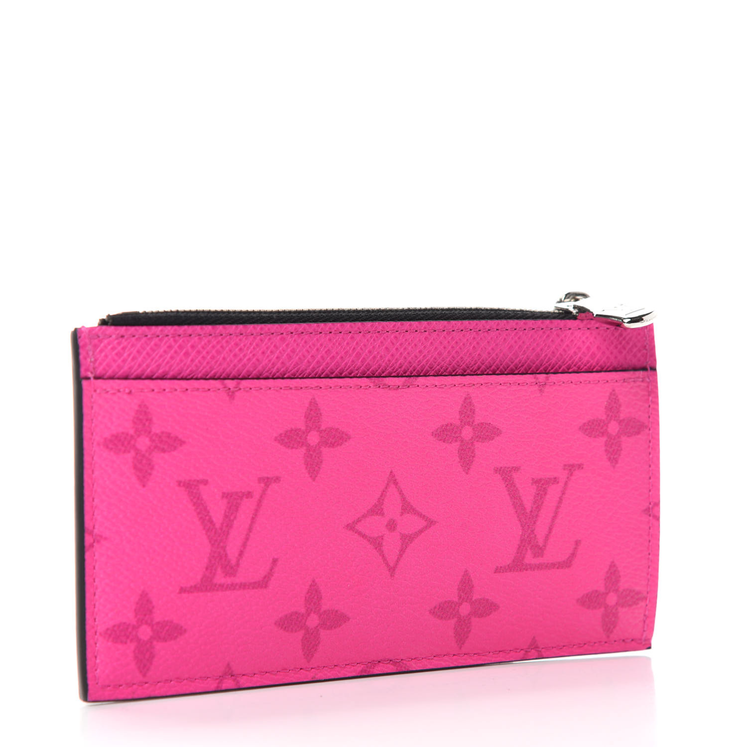 LOUIS VUITTON Monogram Taiga Coin Card Holder Fuchsia