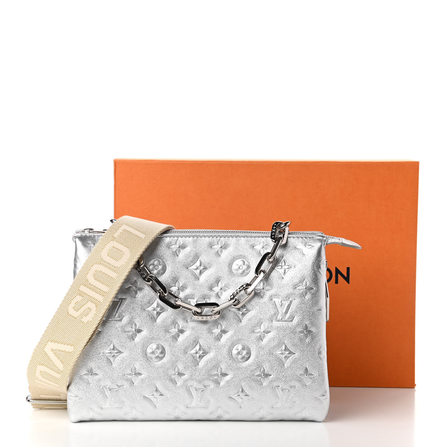 Louis Vuitton Silver Monogram Embossed Puffy Lambskin Coussin PM - Layaway  60 Days in 2023