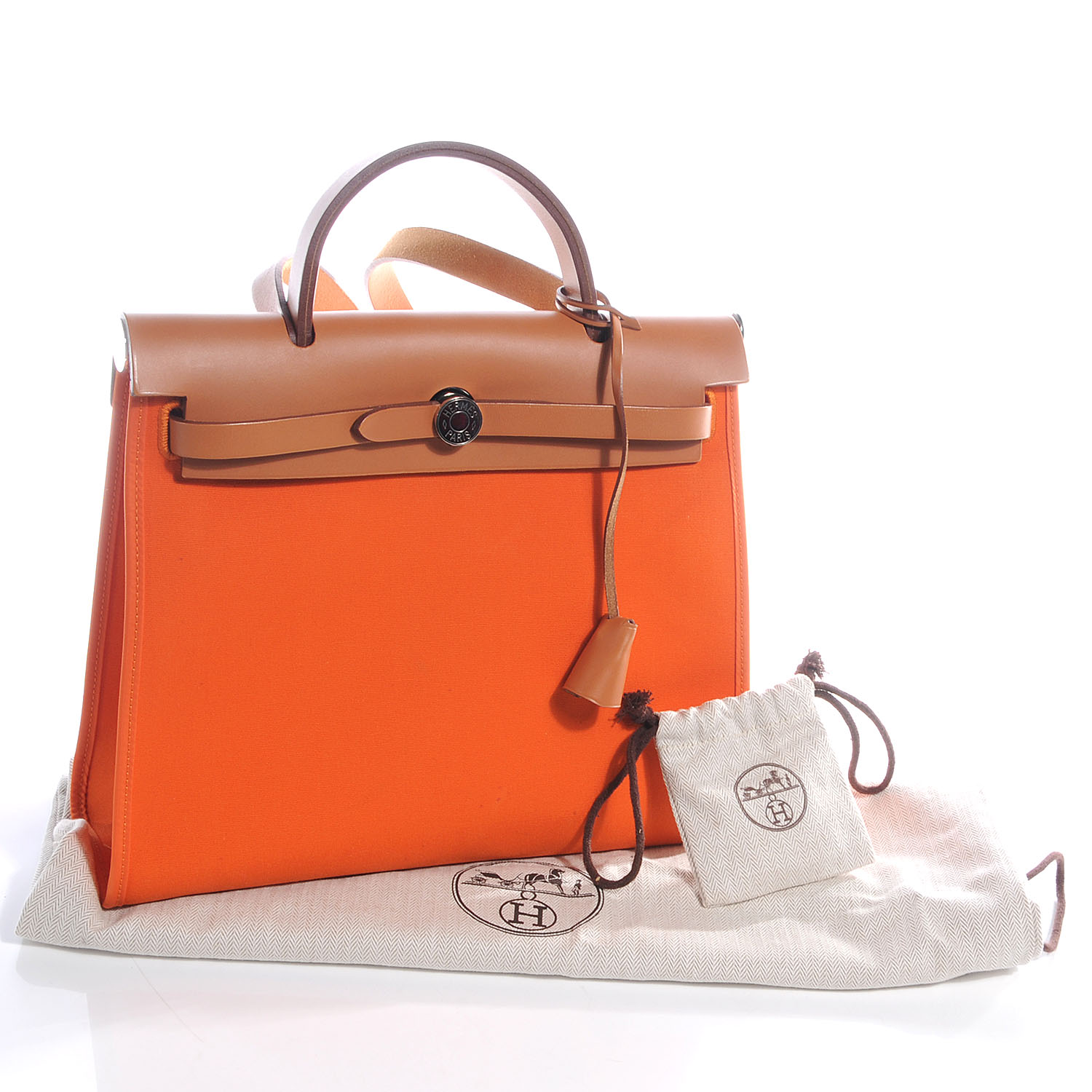 HERMES Toile Herbag Zip PM Orange 58976