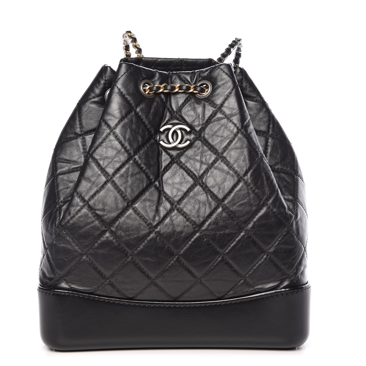 CHANEL Aged Calfskin Quilted Gabrielle Backpack Black 389860 | FASHIONPHILE