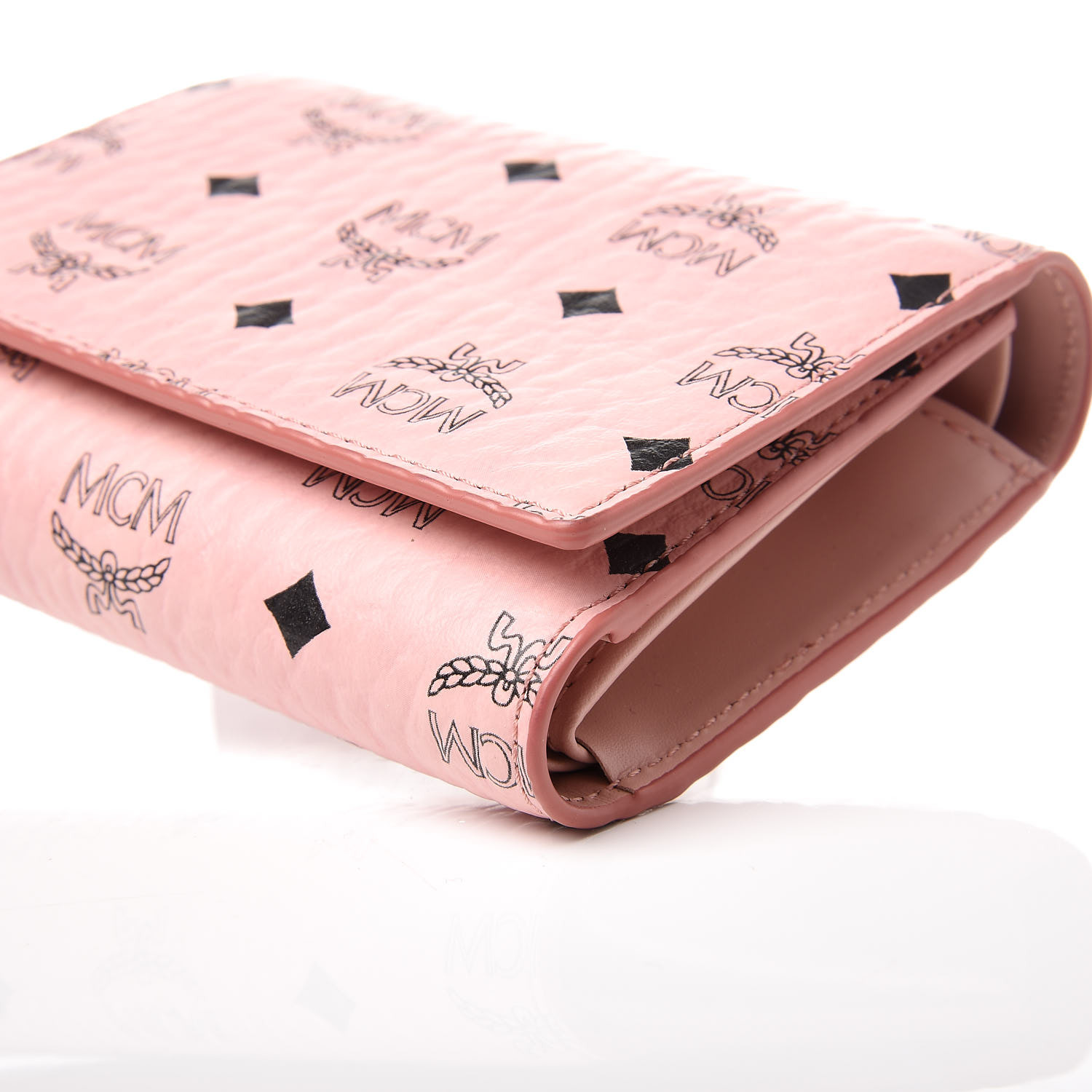 MCM Visetos Trifold Wallet Pink 390142 | FASHIONPHILE