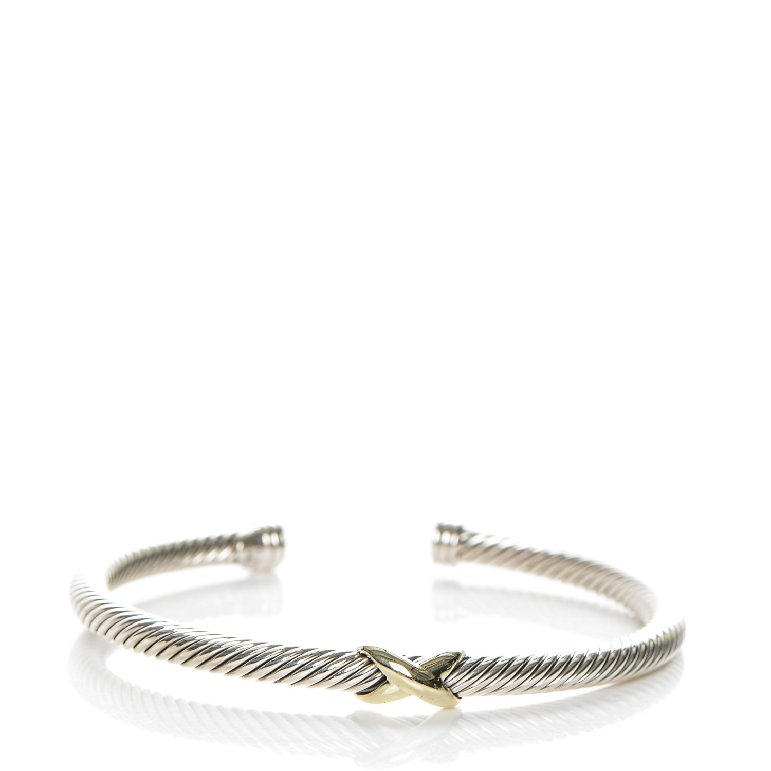 DAVID YURMAN Sterling Silver 18K Yellow Gold 4mm X Station Cable ...