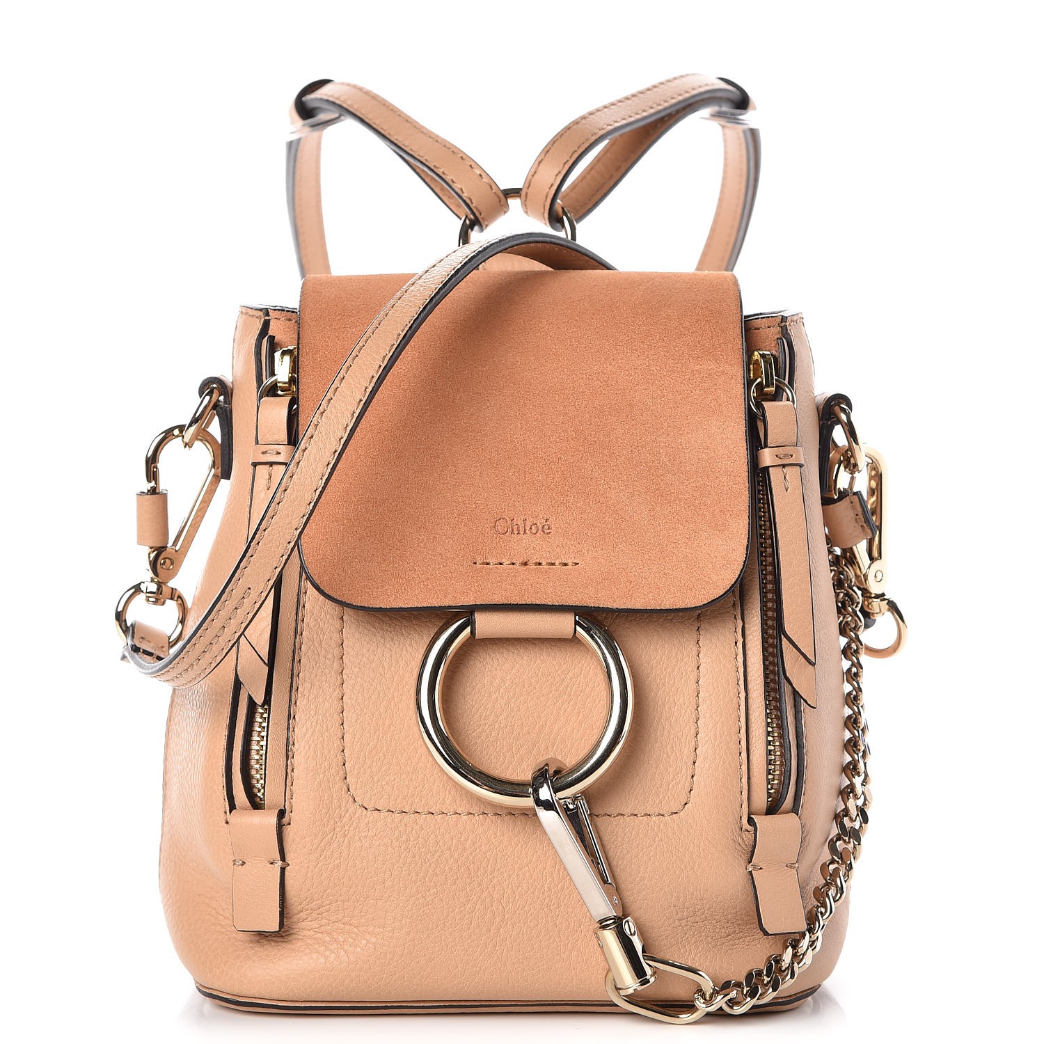 chloé faye mini leather and suede backpack