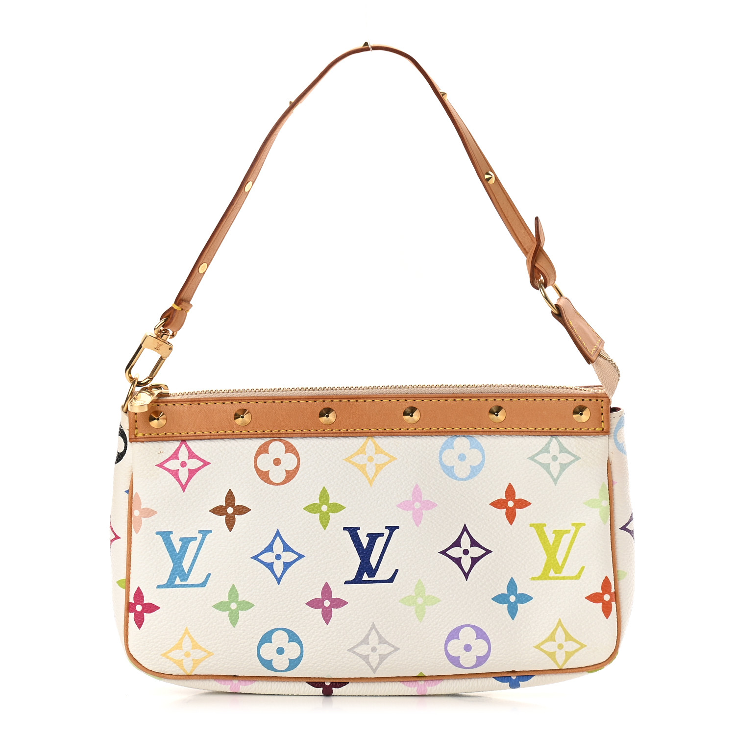 LOUIS VUITTON Monogram Multicolor Pochette Accessories White 38819