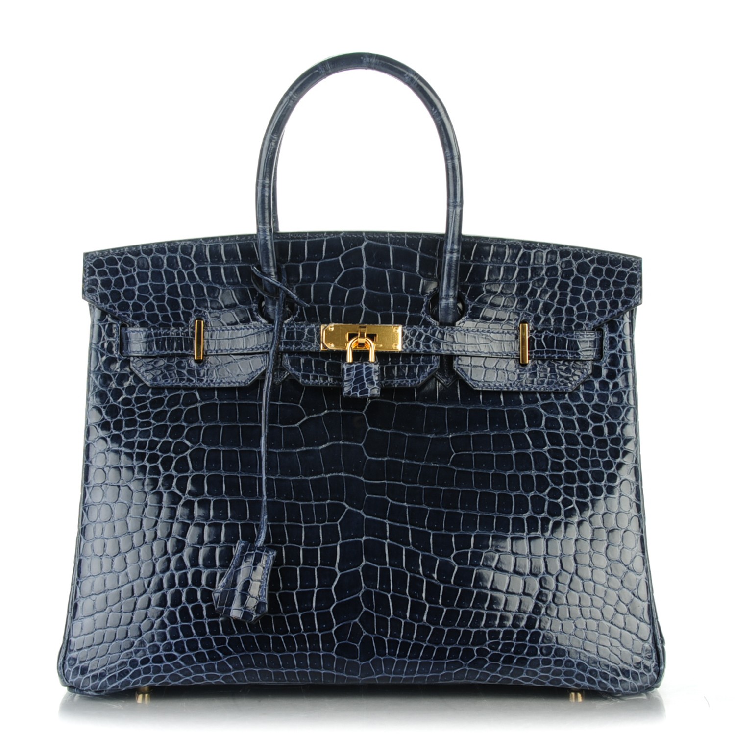  HERMES  Shiny Porosus  Crocodile  Birkin 35 Bleu Abysse 