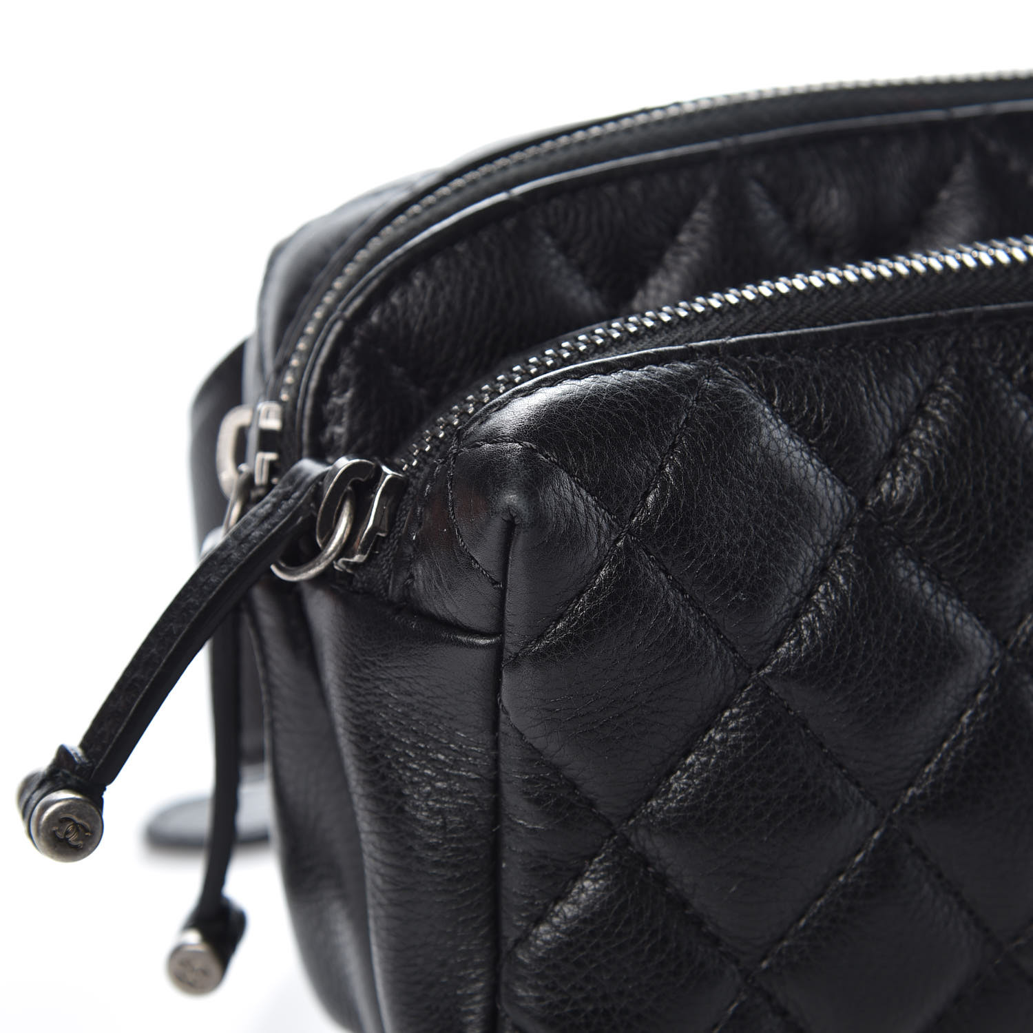 CHANEL Calfskin Quilted Waist Bag Black 347187