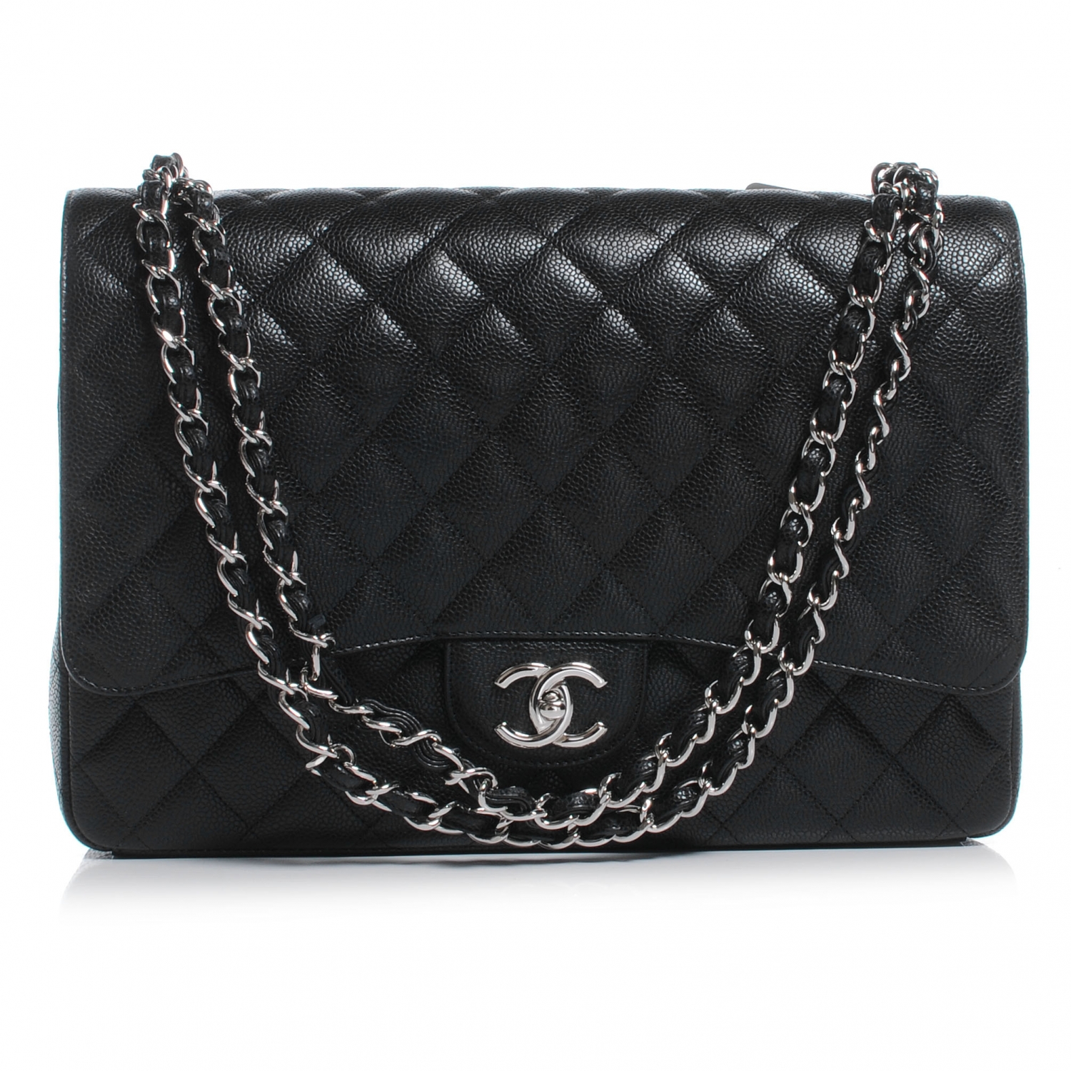 CHANEL Caviar Quilted Maxi Double Flap Black 49140