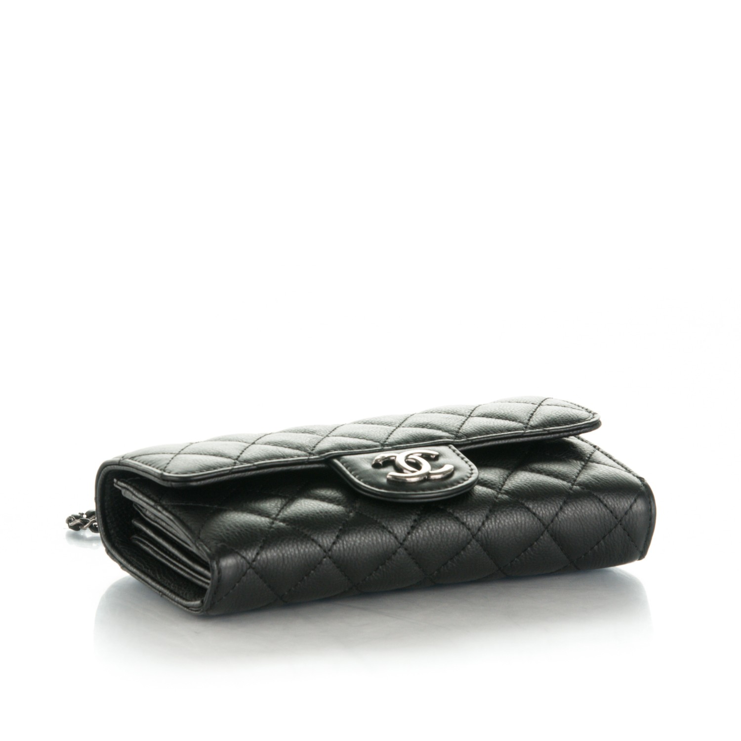 CHANEL Grained Calfskin Quilted CC Waiter Clutch Clutch With Chain ...