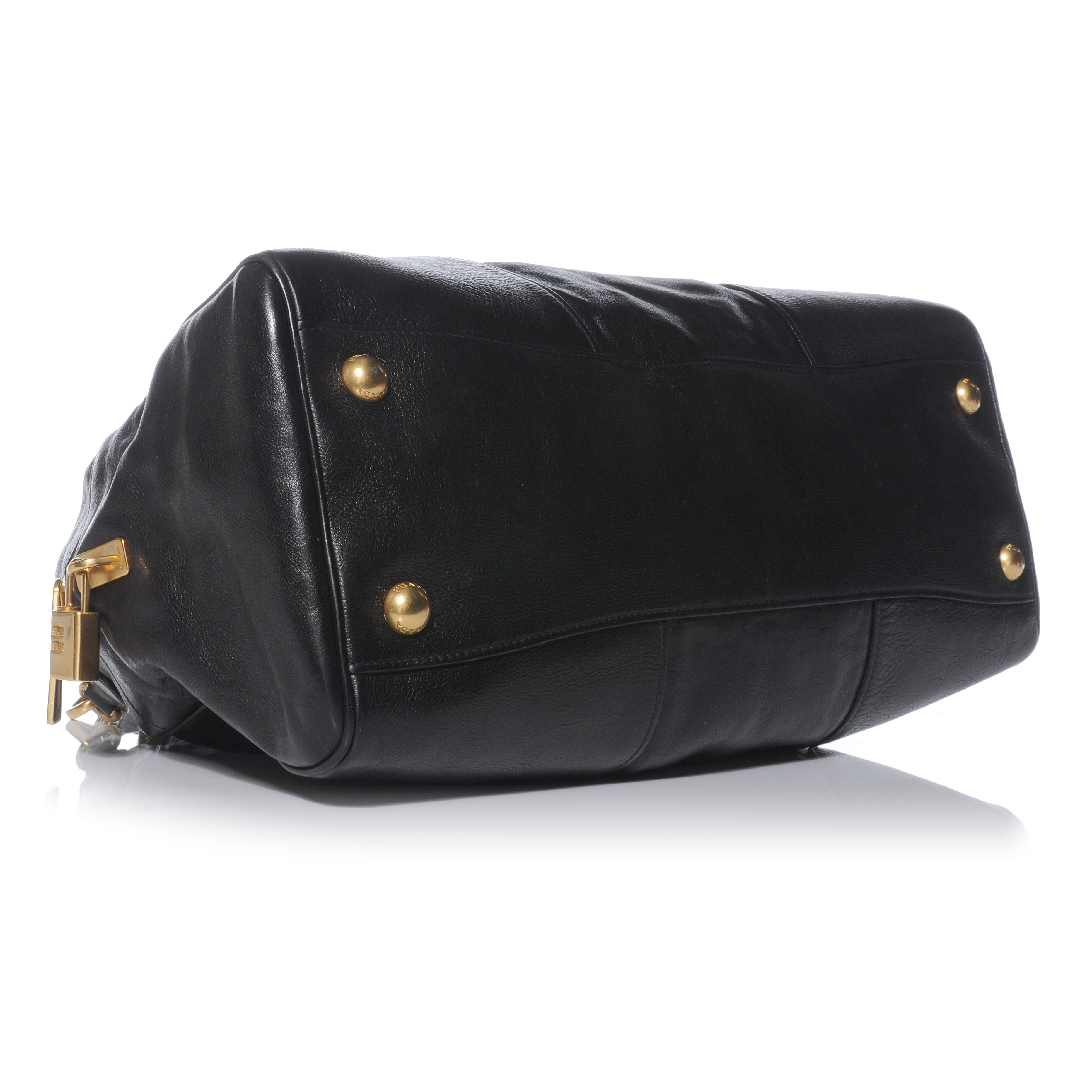 Prada Glace Calf Large Bowler Bag Nero Black 42248 