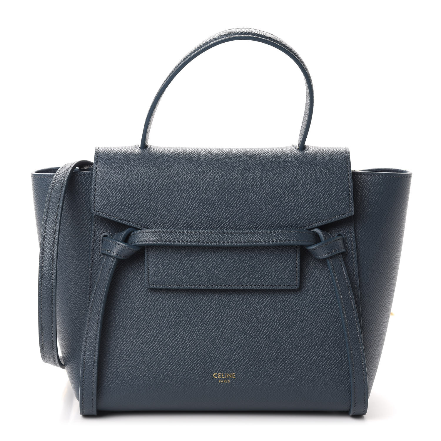 Celine Grained Calfskin Nano Belt Bag Abyss Blue Fashionphile