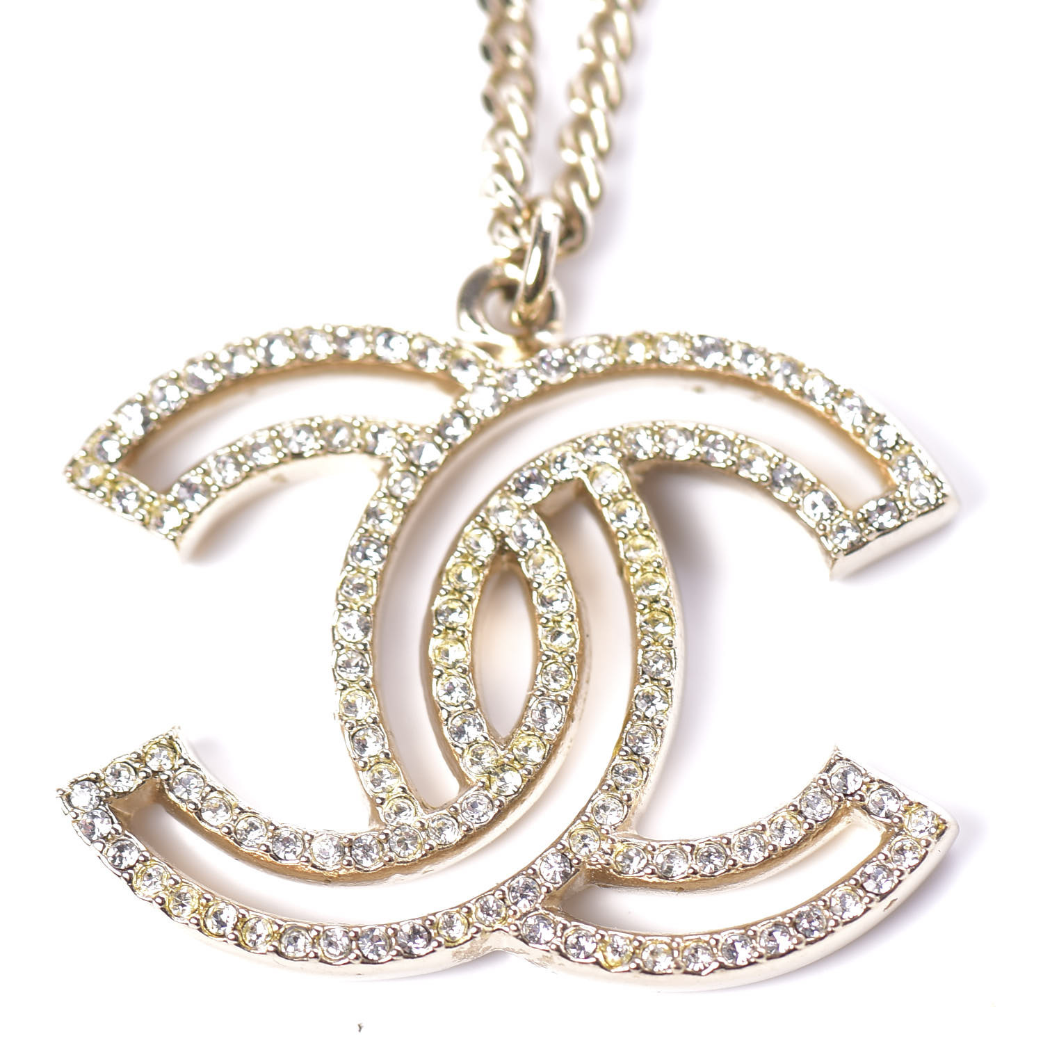 CHANEL Crystal CC 100 Anniversary Necklace Gold 655443 | FASHIONPHILE