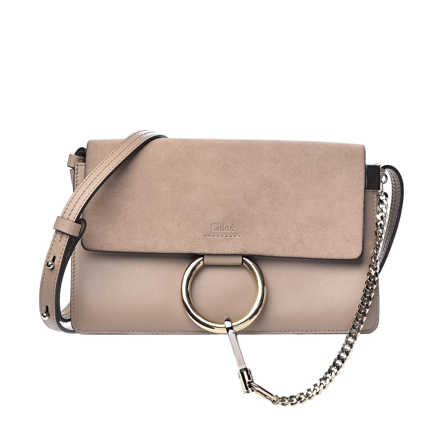 chloé faye leather and suede shoulder bag