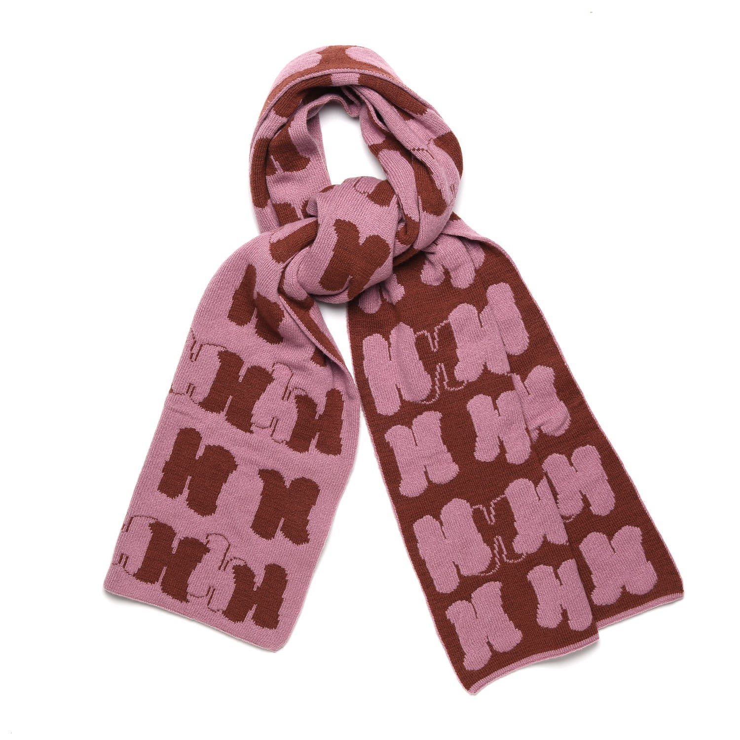 HERMES Cashmere Knit Logo Scarf 266981 | FASHIONPHILE