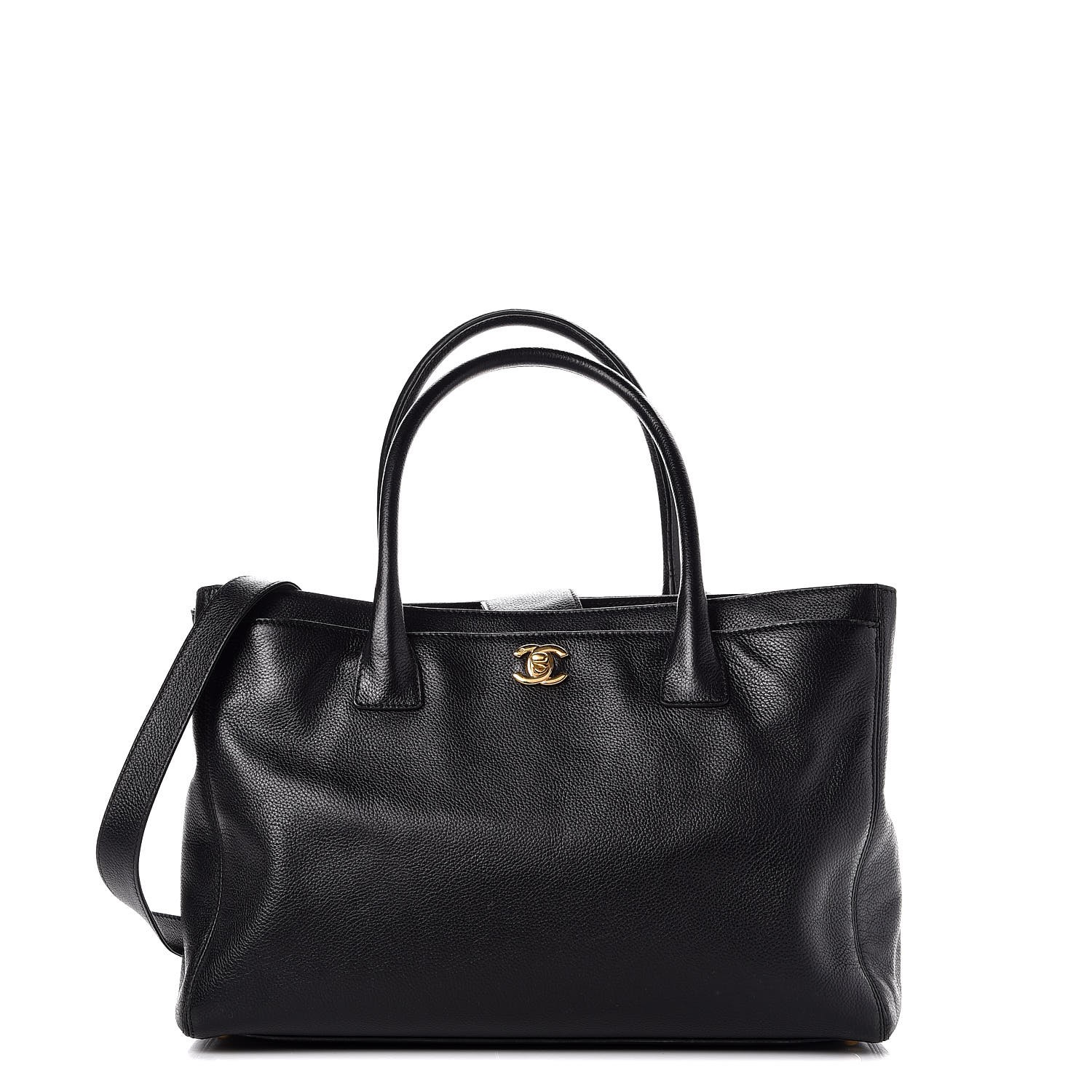 chanel calfskin cerf executive shopper tote black