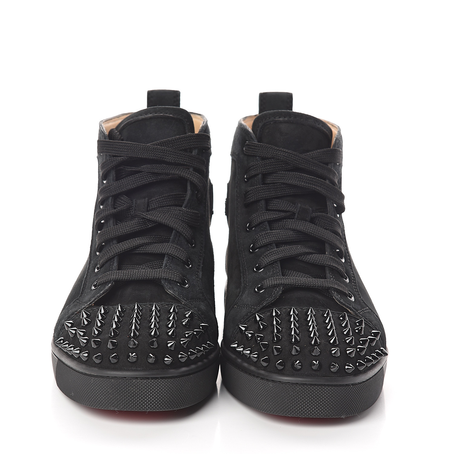 CHRISTIAN LOUBOUTIN Suede Womens Louis Spikes Flat Sneakers 41.5 Black ...