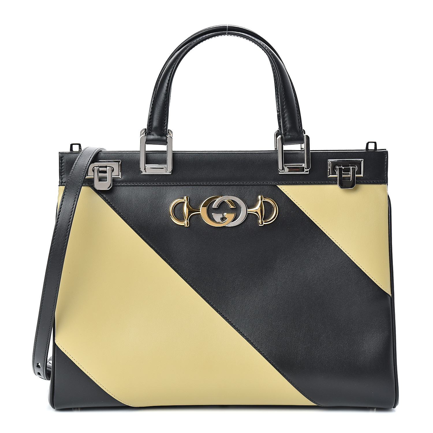 black and yellow handbag