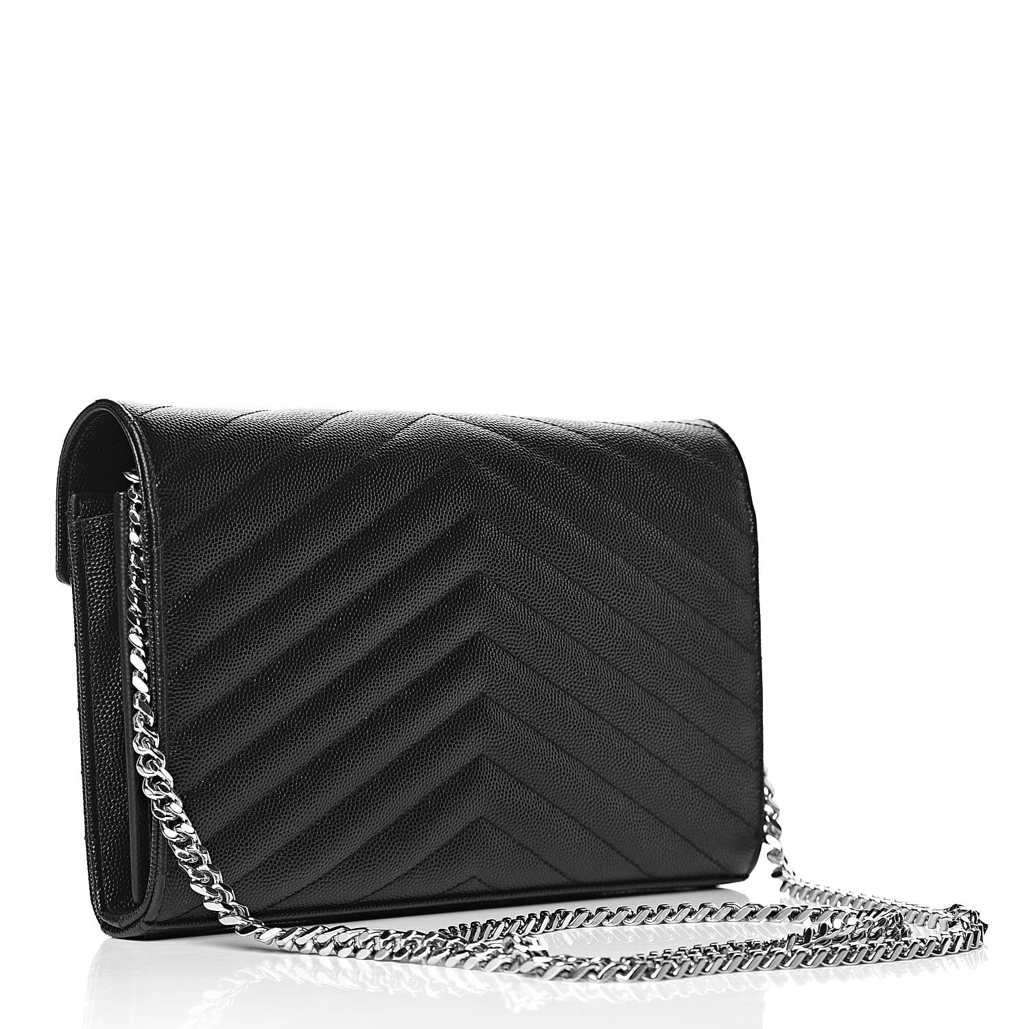 saint laurent wallet on chain black