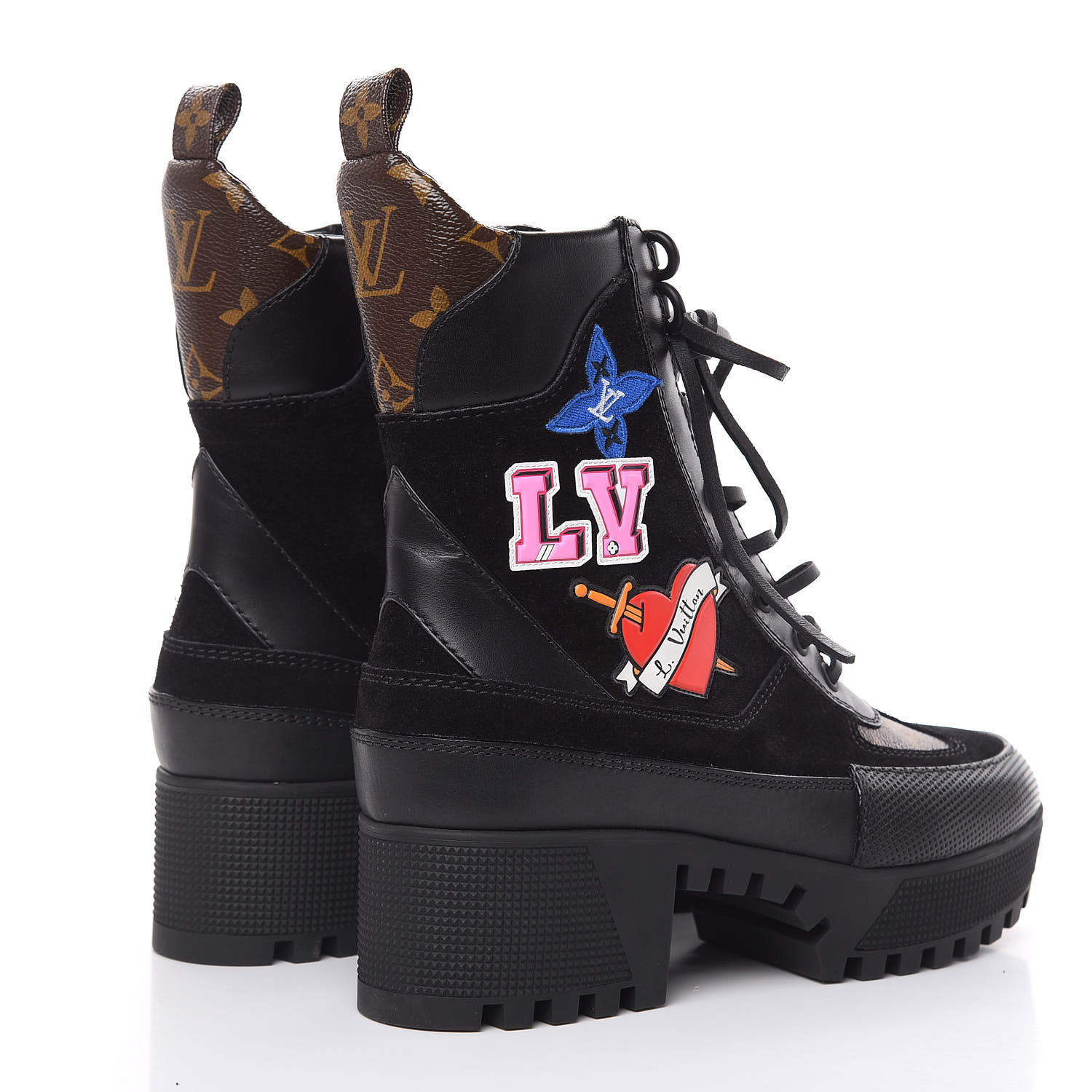 lv black heart platform desert boot