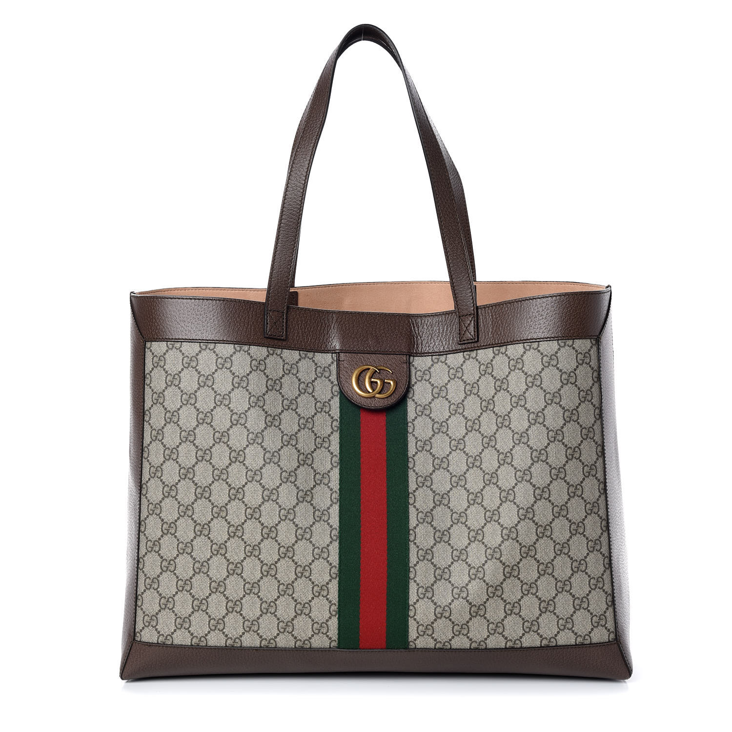 GUCCI GG Supreme Monogram Web Ophidia Tote Brown 387605