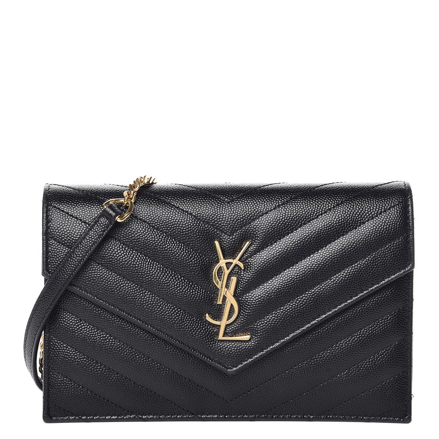 saint laurent grain de poudre envelope wallet on a chain