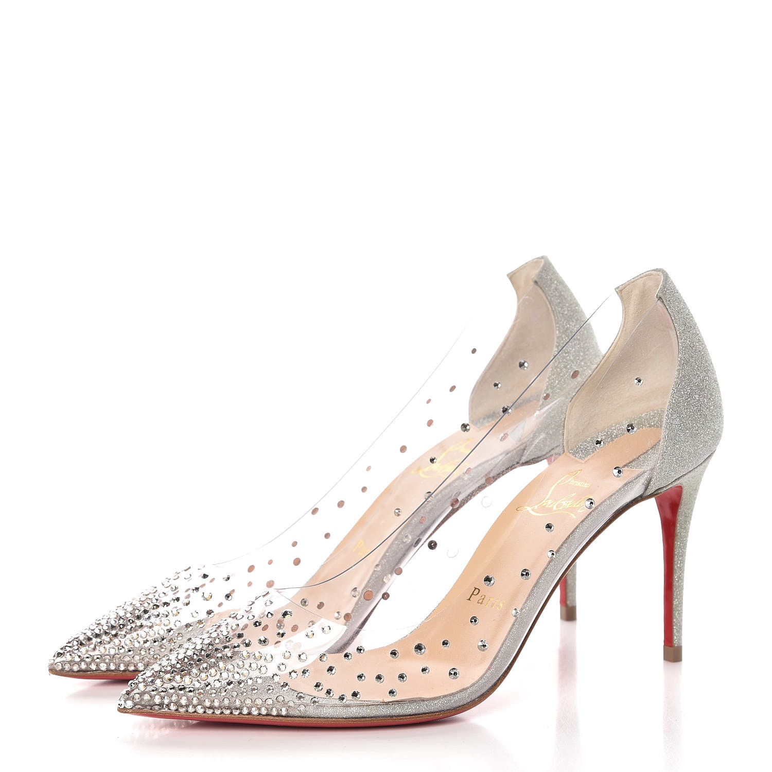 Christian Louboutin Pvc Glitter Degrastrass 85 Pumps 375 Silver 387859