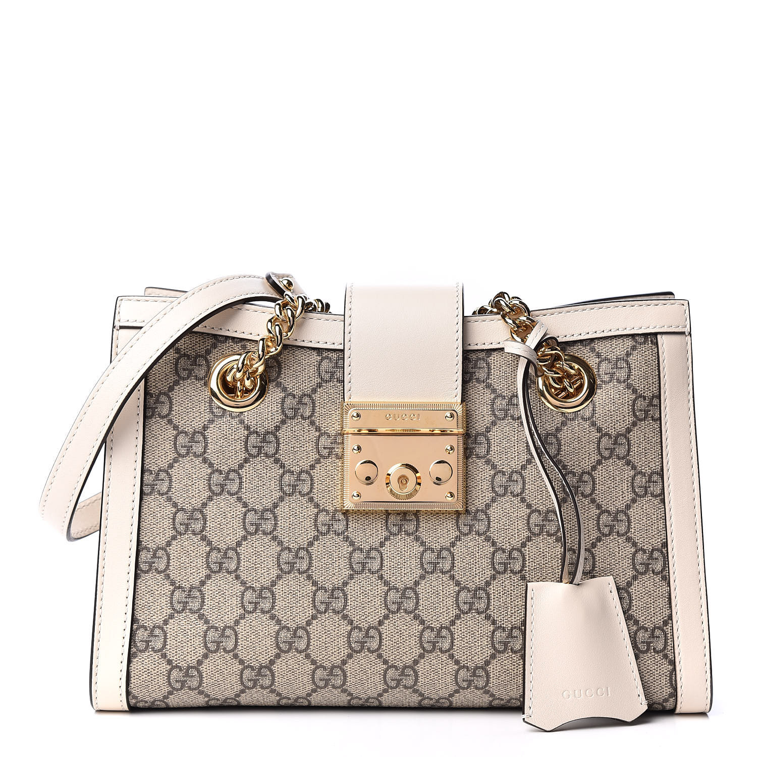 Gucci Gg Supreme Monogram Small Padlock Shoulder Bag White 561388 3896