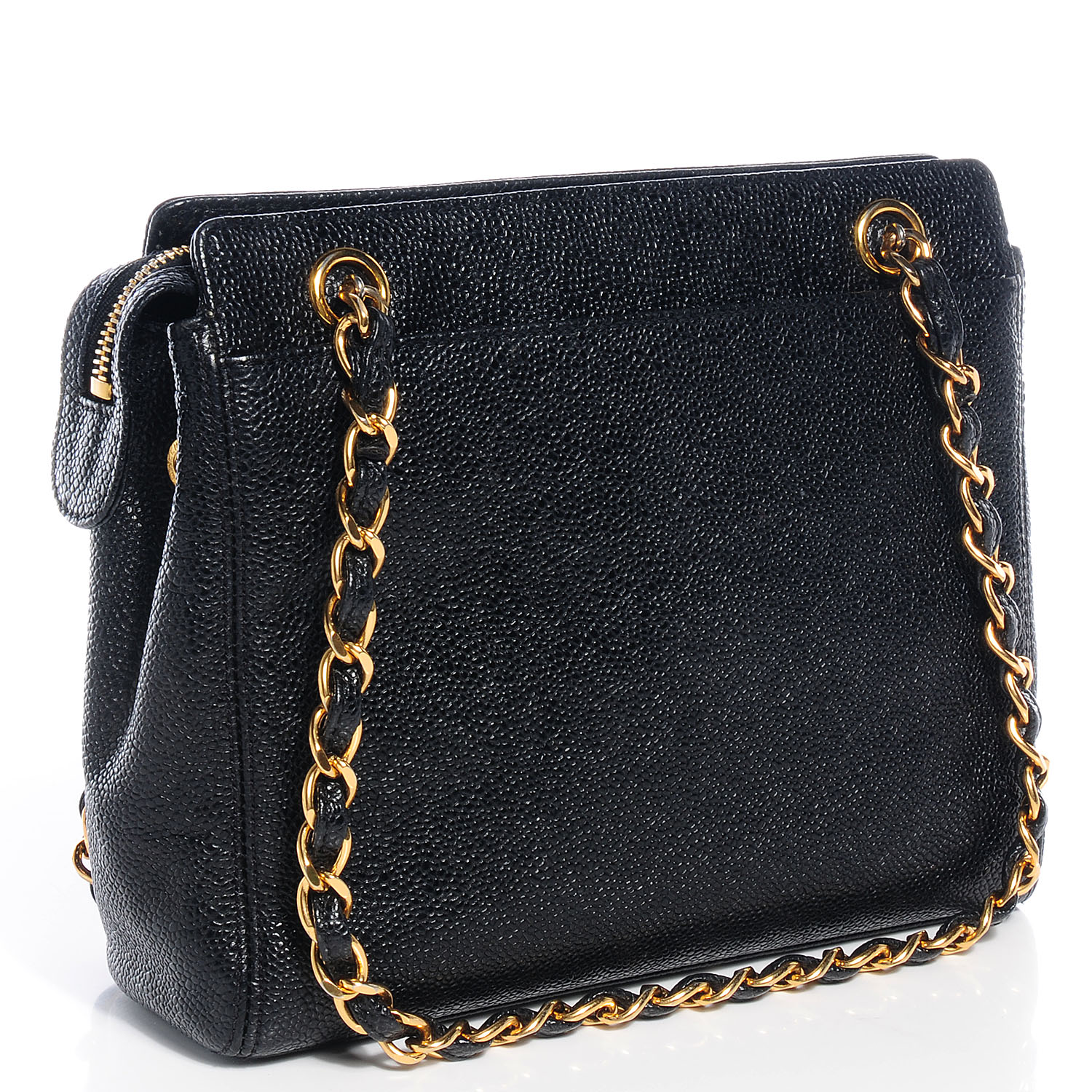 CHANEL Caviar Shoulder Bag Black 72043