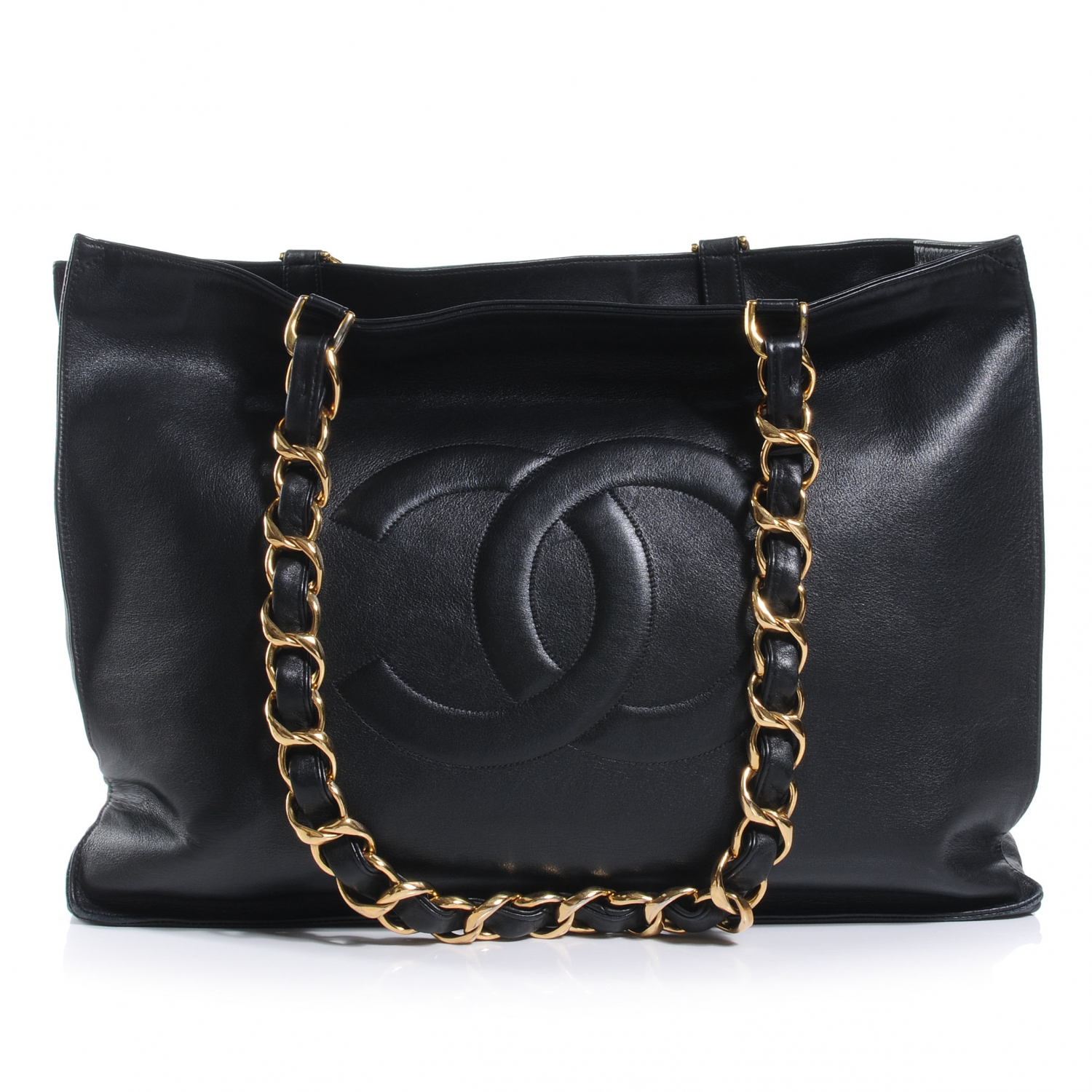 CHANEL Calfskin Jumbo Shoulder Bag Black 50193