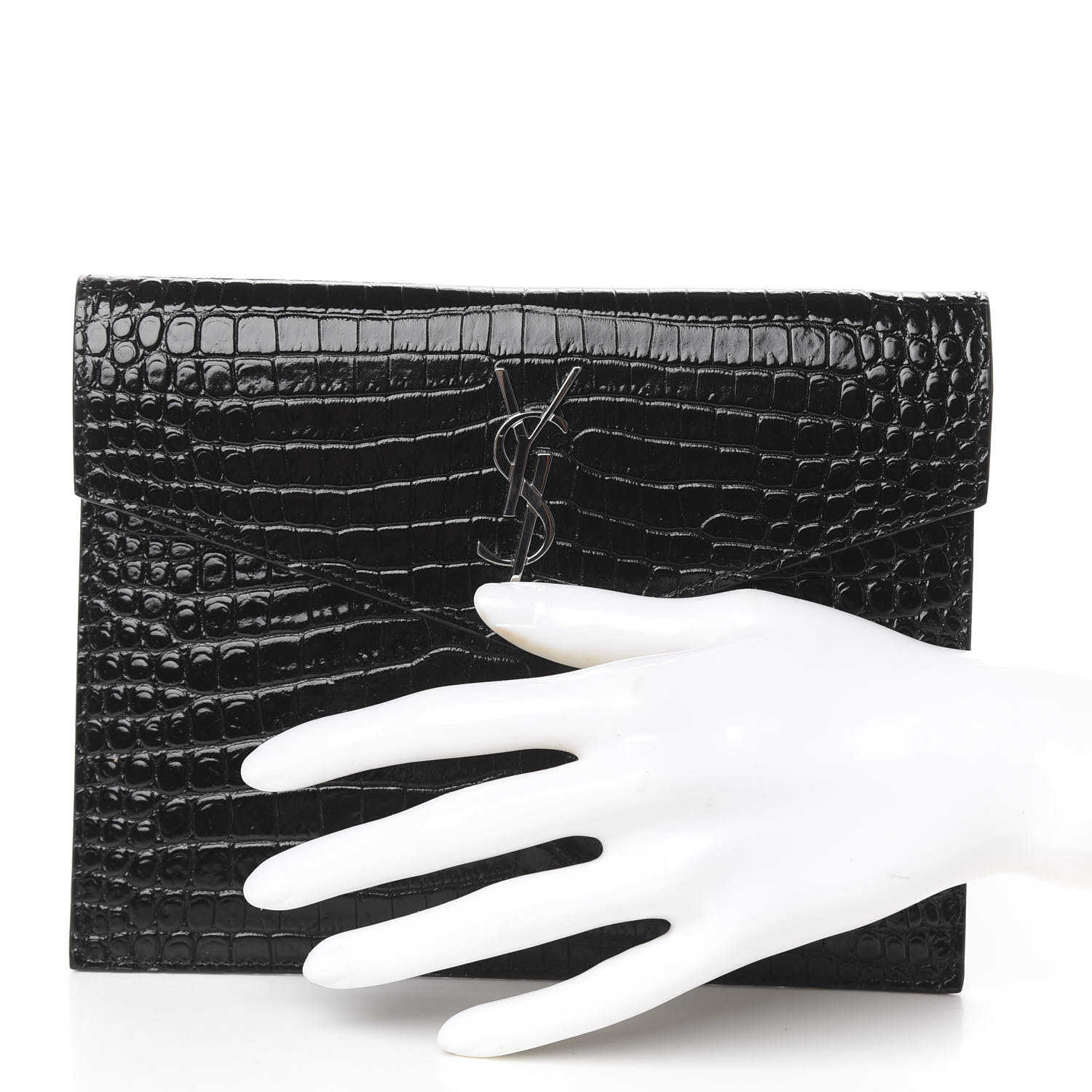 black croc uptown wallet bag