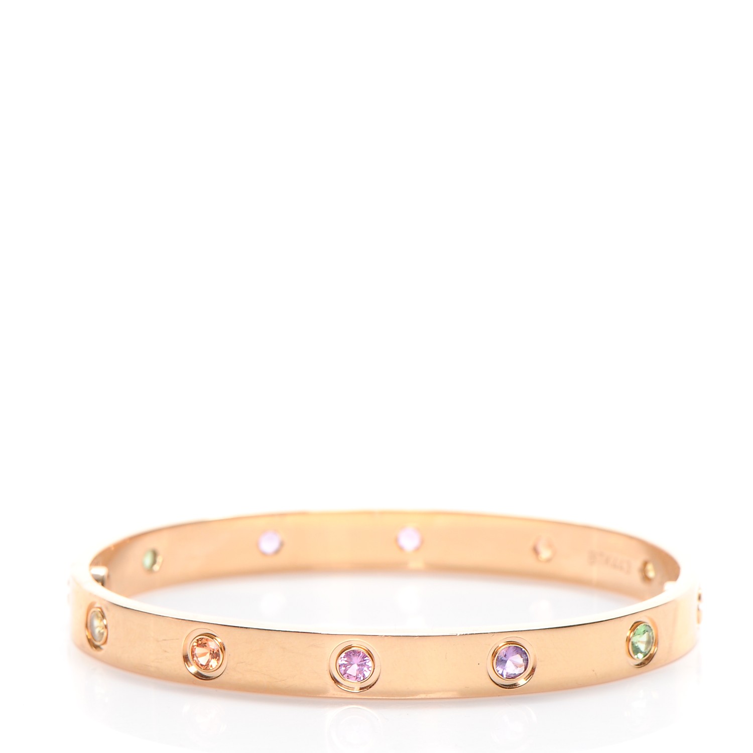 CARTIER 18K Pink Gold Sapphires Garnets Amethysts LOVE Bracelet 16 256602