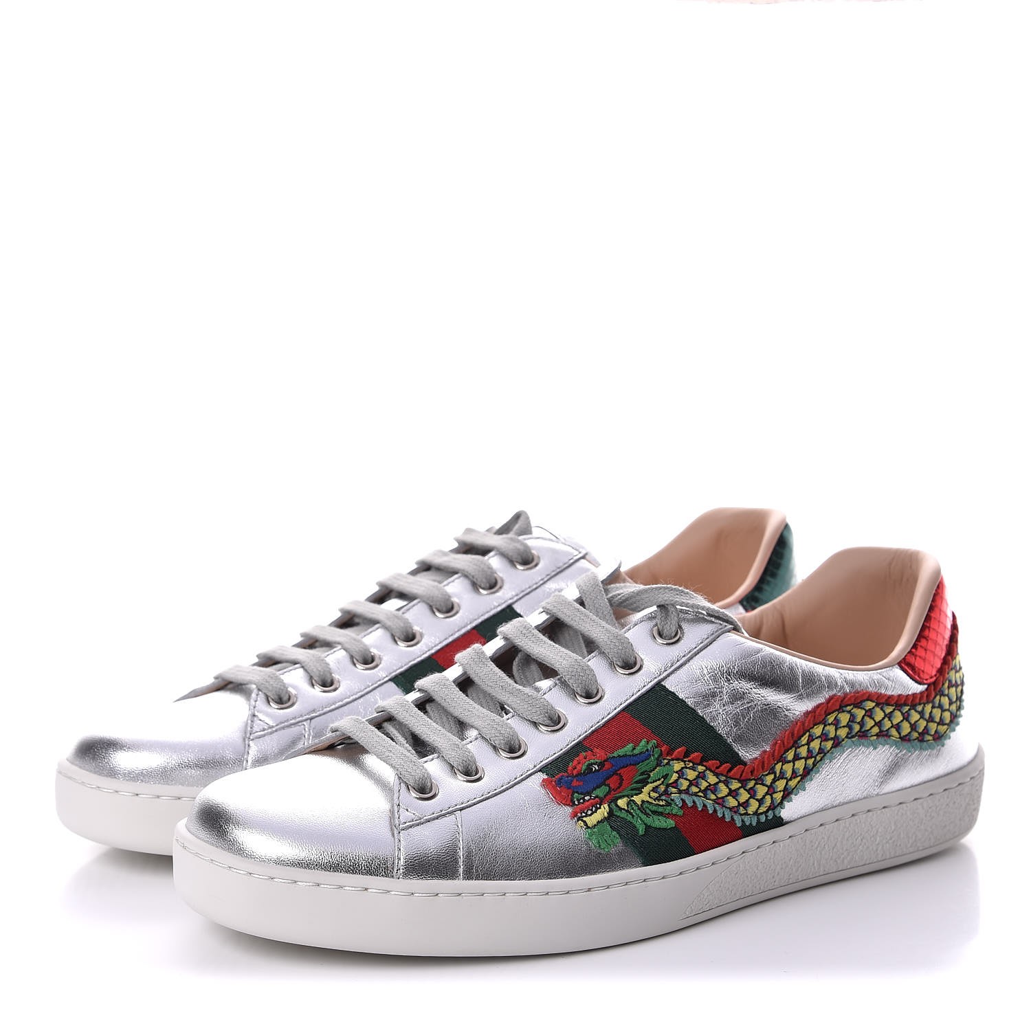 gucci silver dragon sneakers