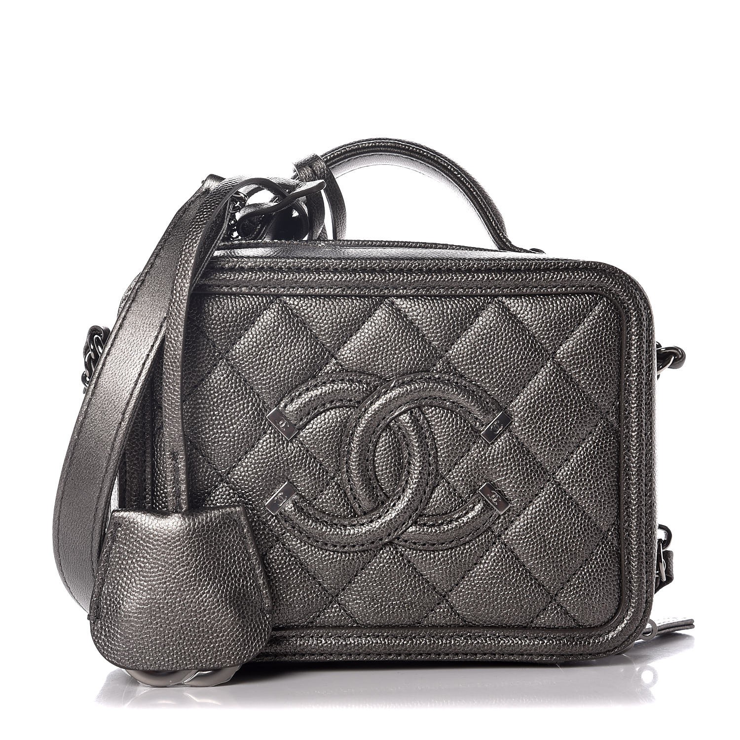 chanel caviar quilted small cc filigree vanity case