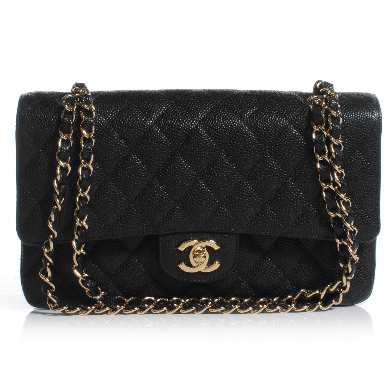 chanel black patent clutch