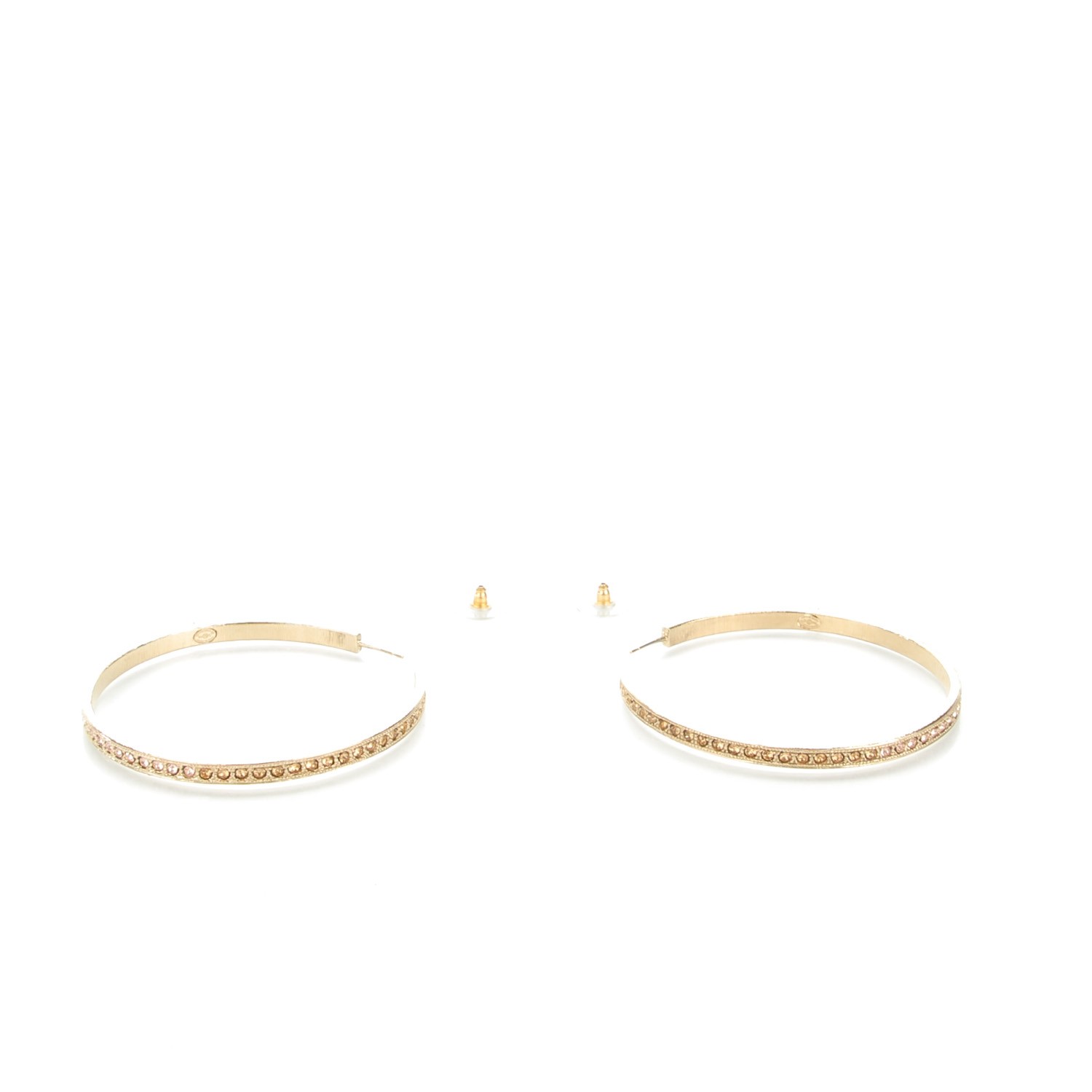 CHANEL Crystal CC Hoop Earrings Gold Pale Pink 142228