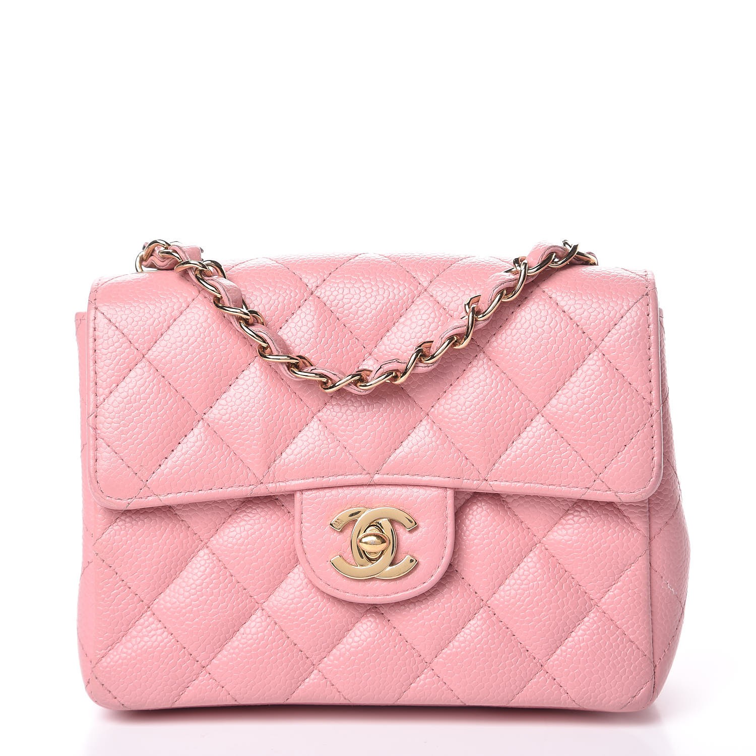 CHANEL Caviar Quilted Mini Square Flap Pink 336890