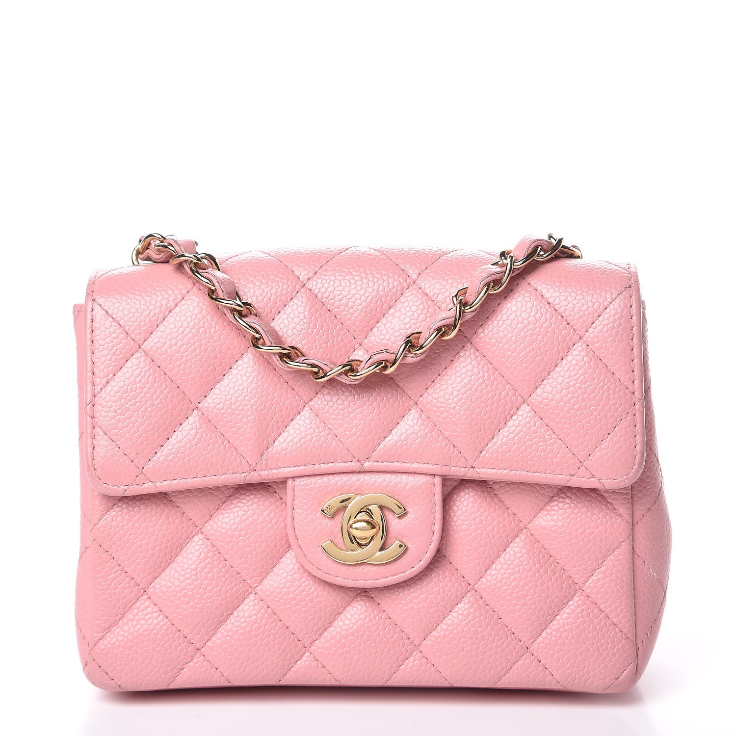 chanel mini square flap bag pink